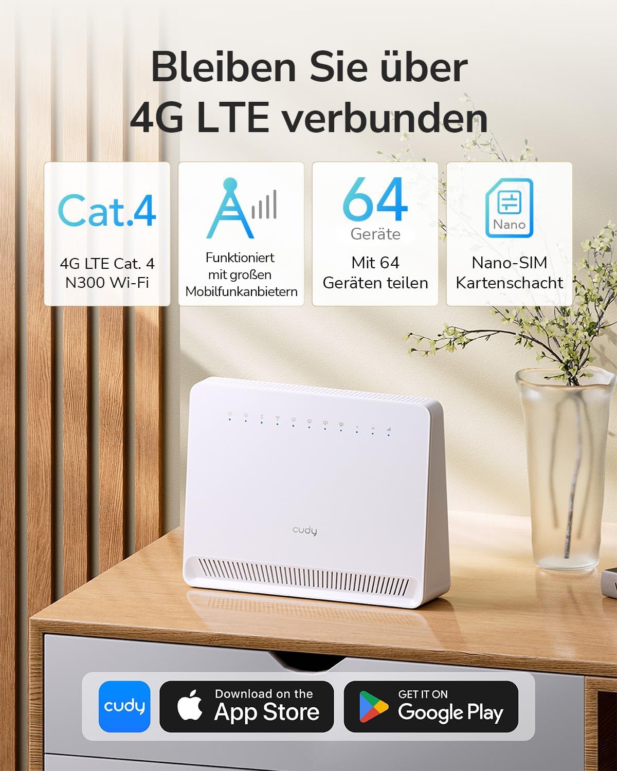 Detalle 2 de Cudy N300 4G LTE Router LT400E