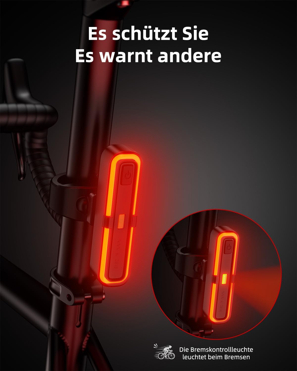 Detalle 2 de OnMeto Fahrrad Rücklicht Bremsblink USB-C