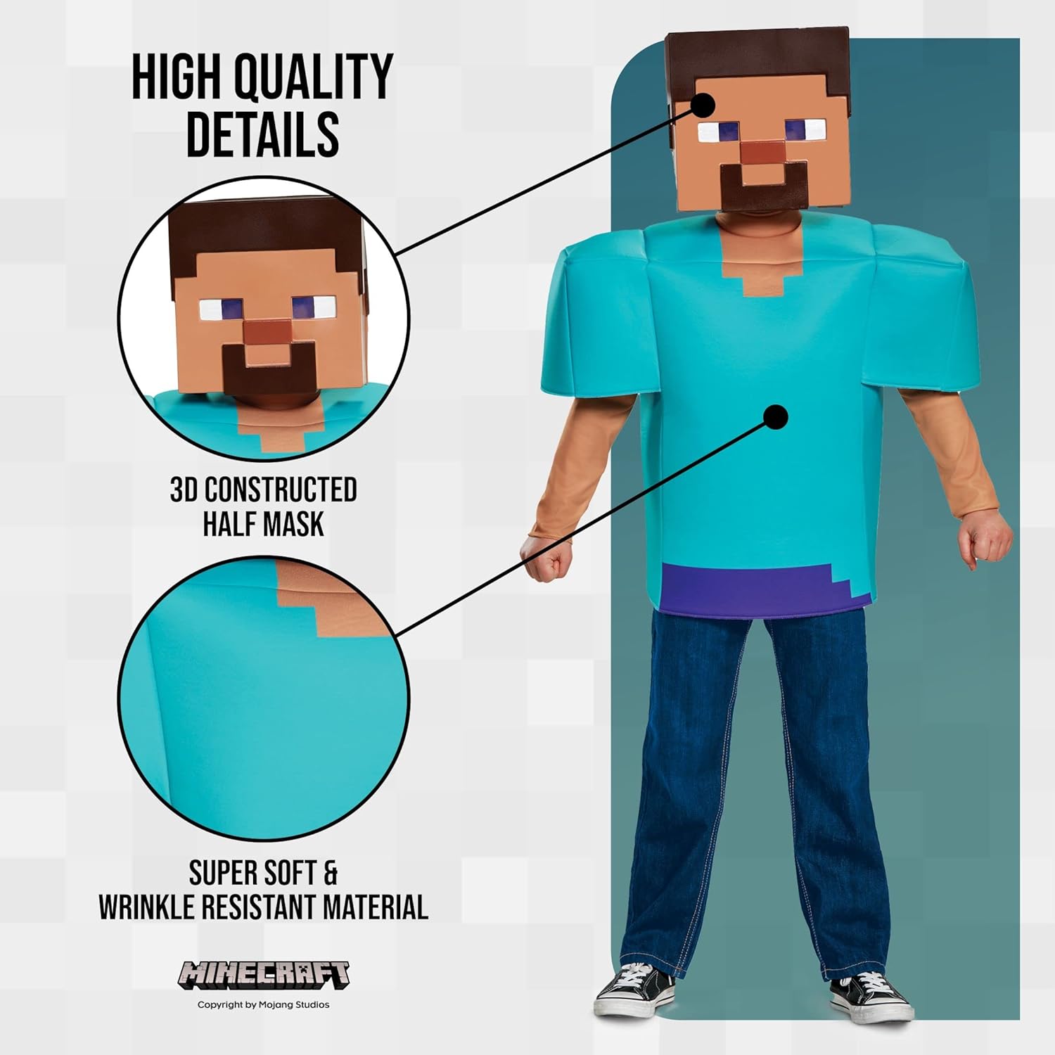 Thumbnail 2 de Steve Classic Minecraft Costume Medium 🎭