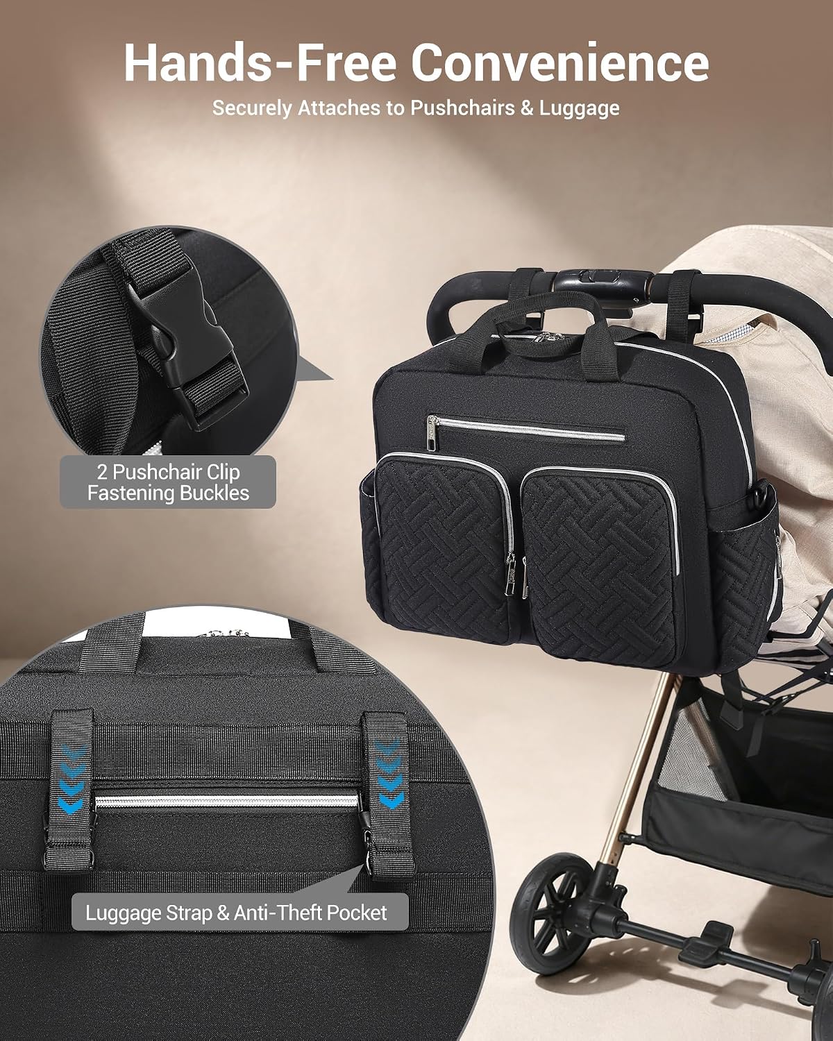Thumbnail 3 de Kono Baby Changing Bag: Multifunction Nappy Bag with Portable Changing Mat