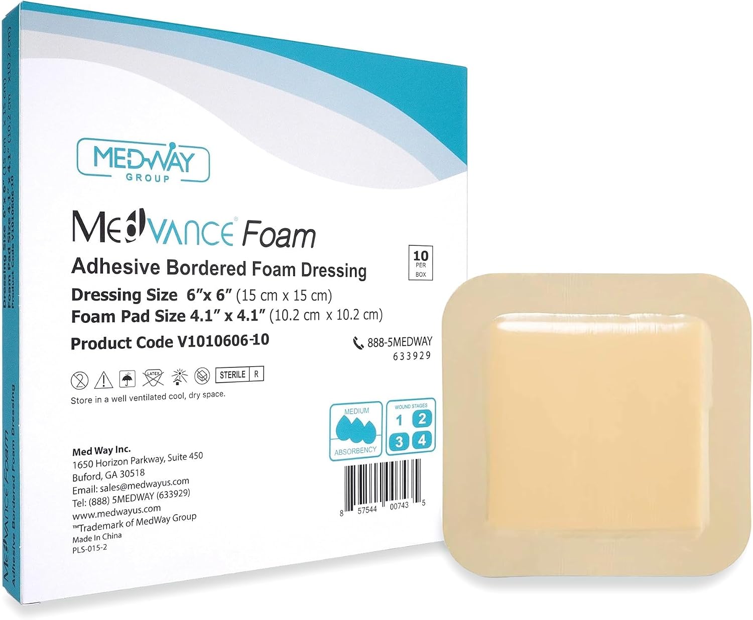 Detalle de MedVance V1010606-Single 6" x 6" Waterproof Bordered Foam Dressing, 10 Count