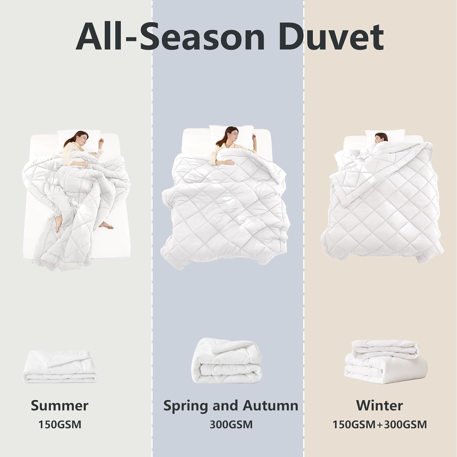 Thumbnail 6 de WAVVE Couette 2 en 1 240x260 – Ensemble été et 4 saisons en microfibre blanc