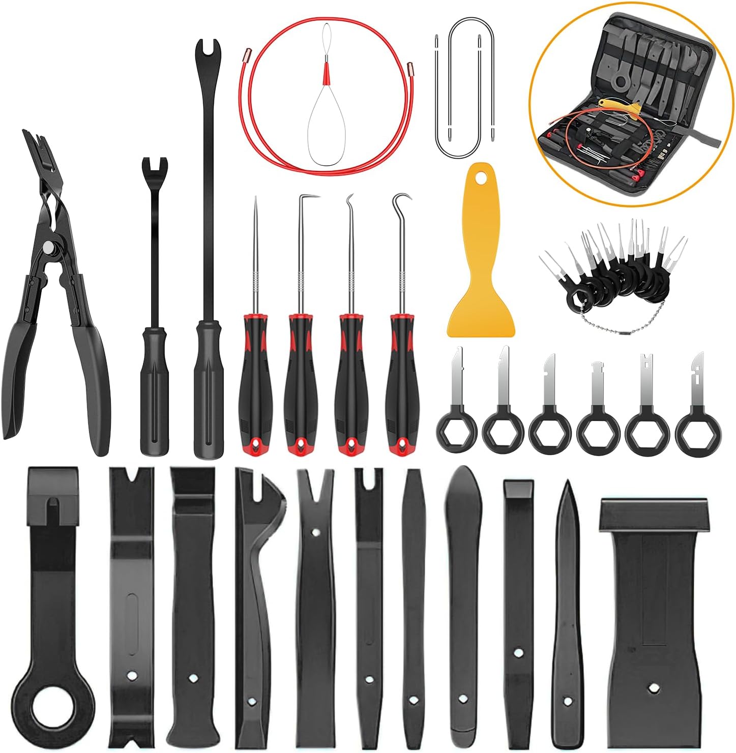 Detalle de GOOACC 40-Piece Trim Removal Tool Kit for Auto Upholstery, Terminals, Clips, and Wiring Threading