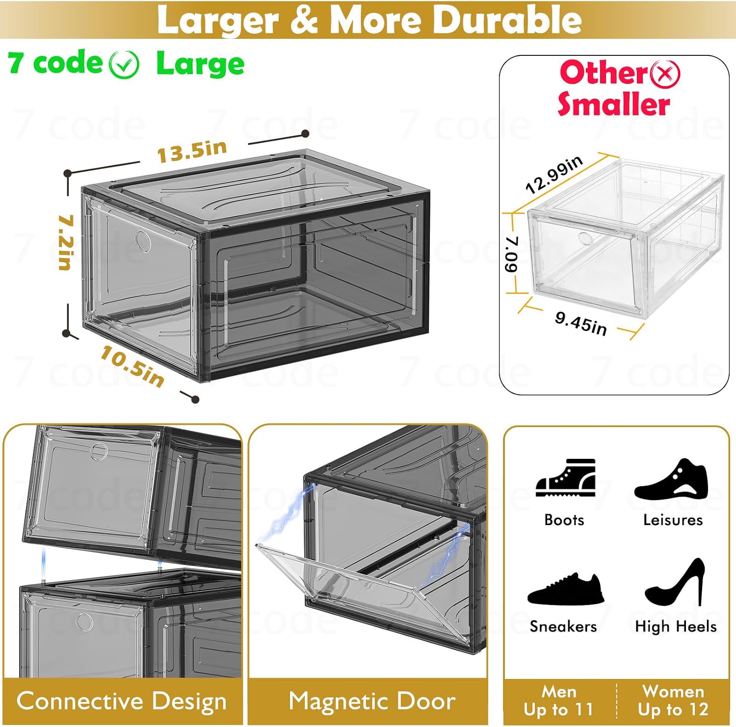Thumbnail 1 de 7 code Thicken & Sturdy Clear Shoe Storage Organizer 6-pack