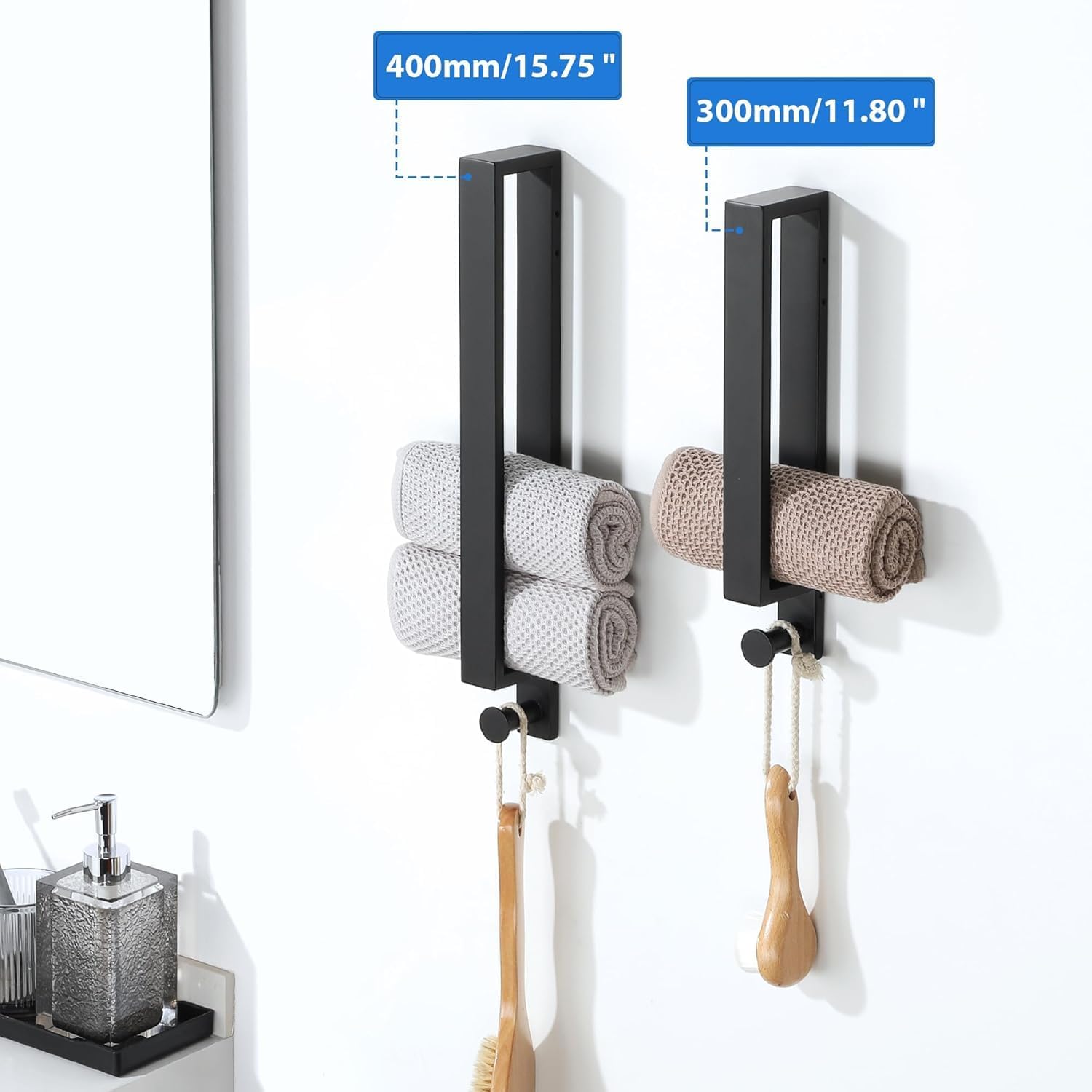 Thumbnail 4 de SAYAYO Wall Mounted 12-Inch Towel Rail in Matte Black (SUS304)