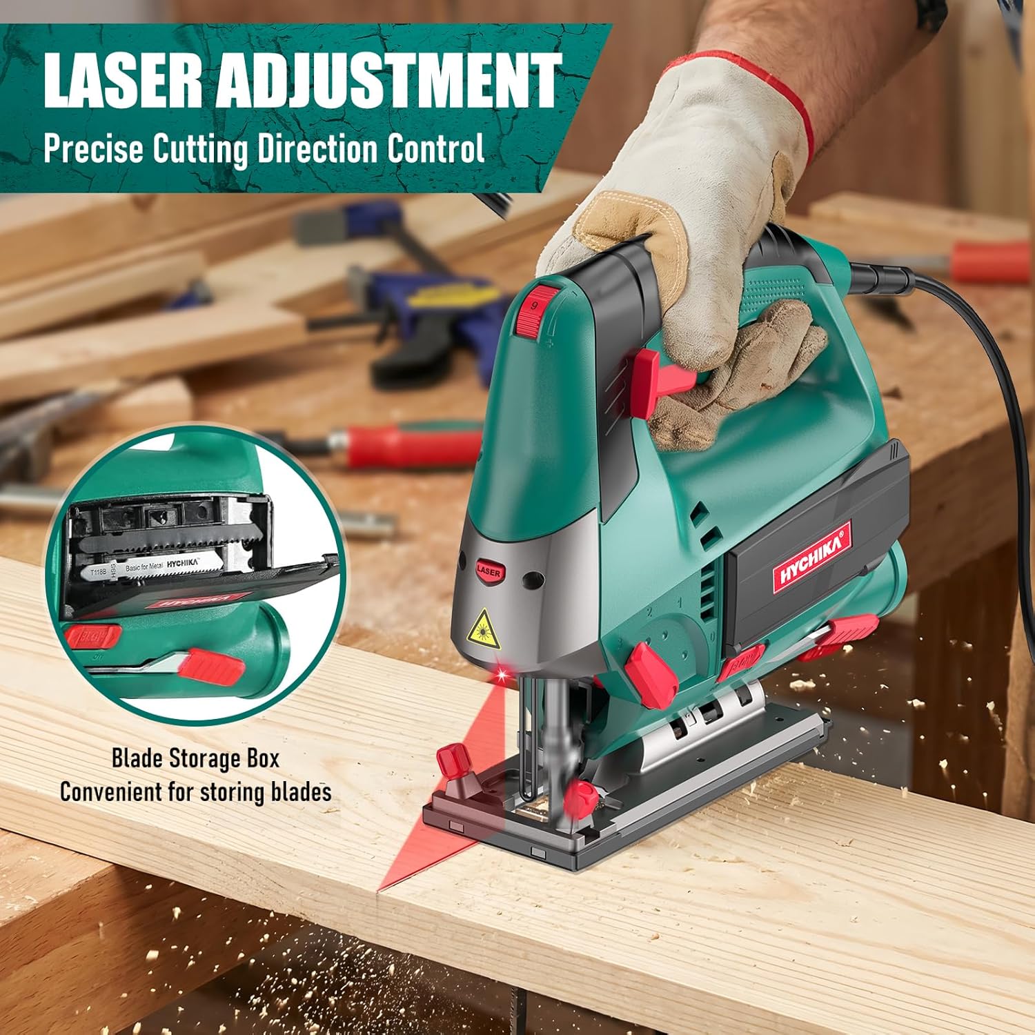 Thumbnail 4 de HYCHIKA 800W Jigsaw with Laser Guide – Practical corded option for DIY wood, metal and plastic projects