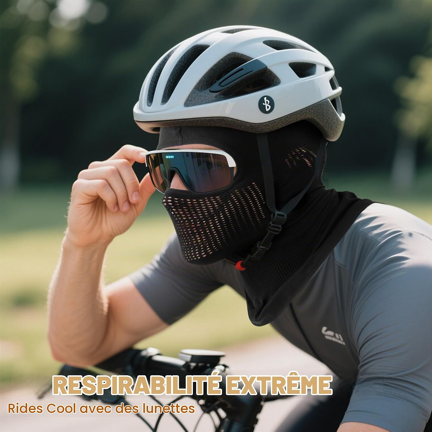 Detalle de WTACTFUL ademende bivakmuts voor motor, fiets en hardlopen in de zomer