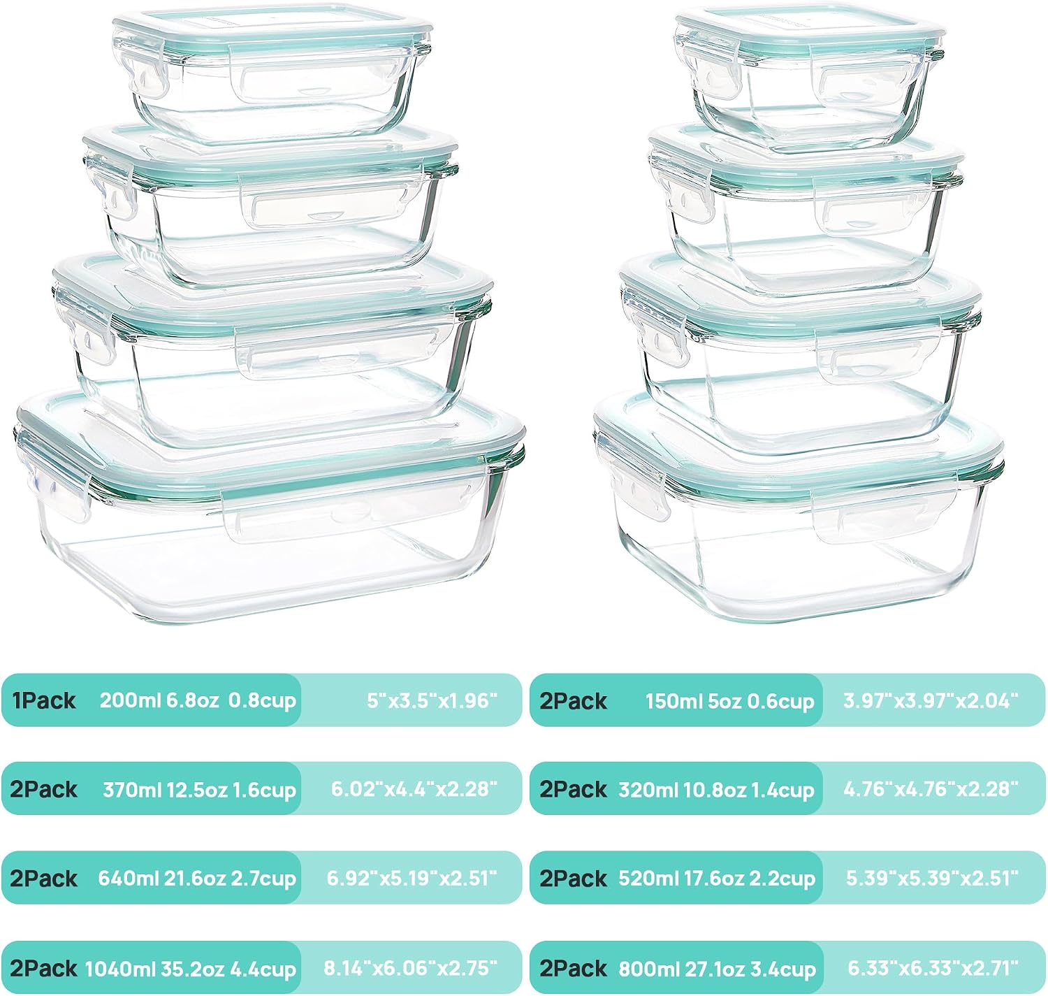 Detalle 2 de Vtopmart 15er Meal Prep Boxen Glas 🍱