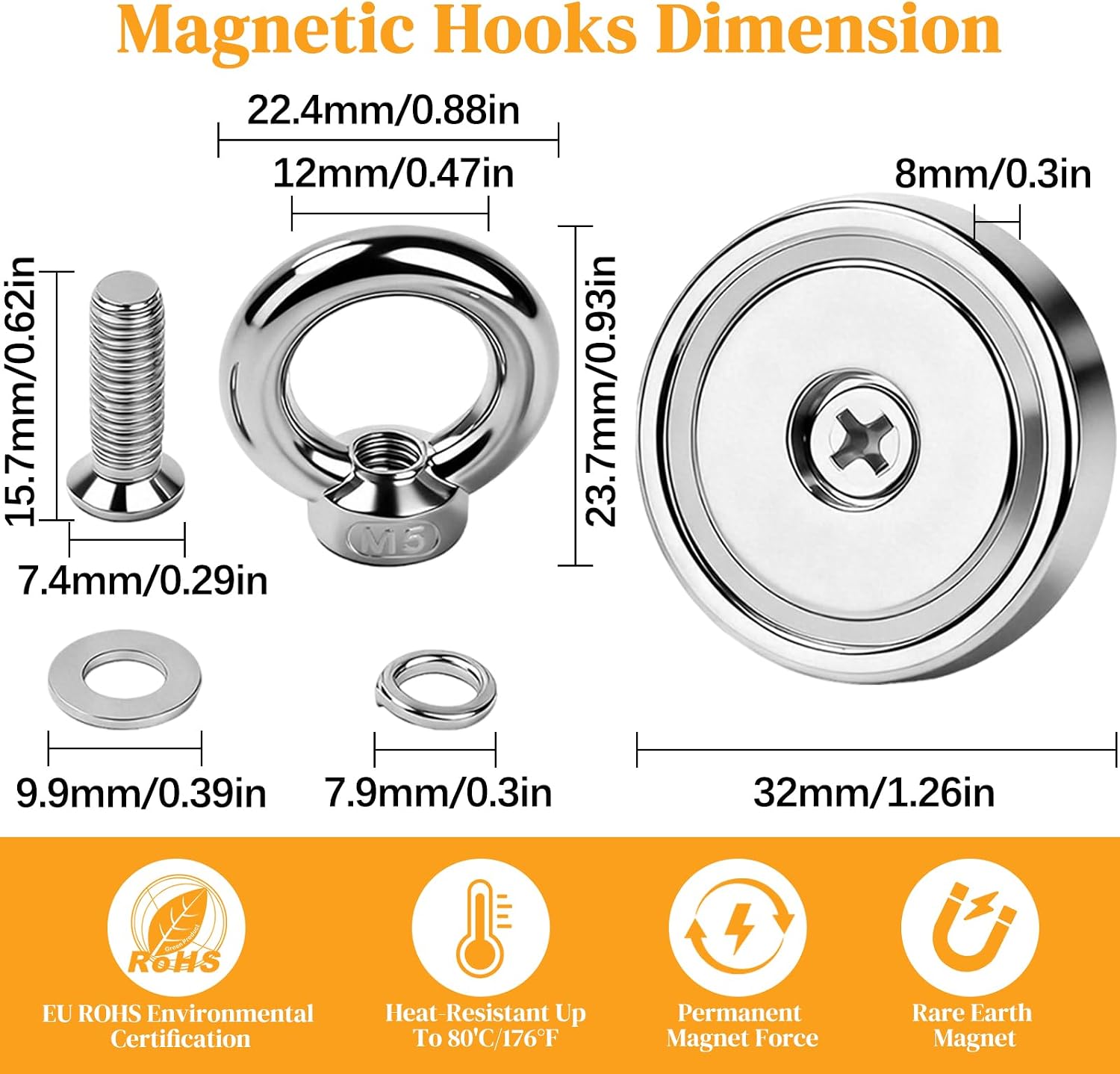 Detalle 2 de MIN CI 32mm Neodymium Magnet 45kg lifting