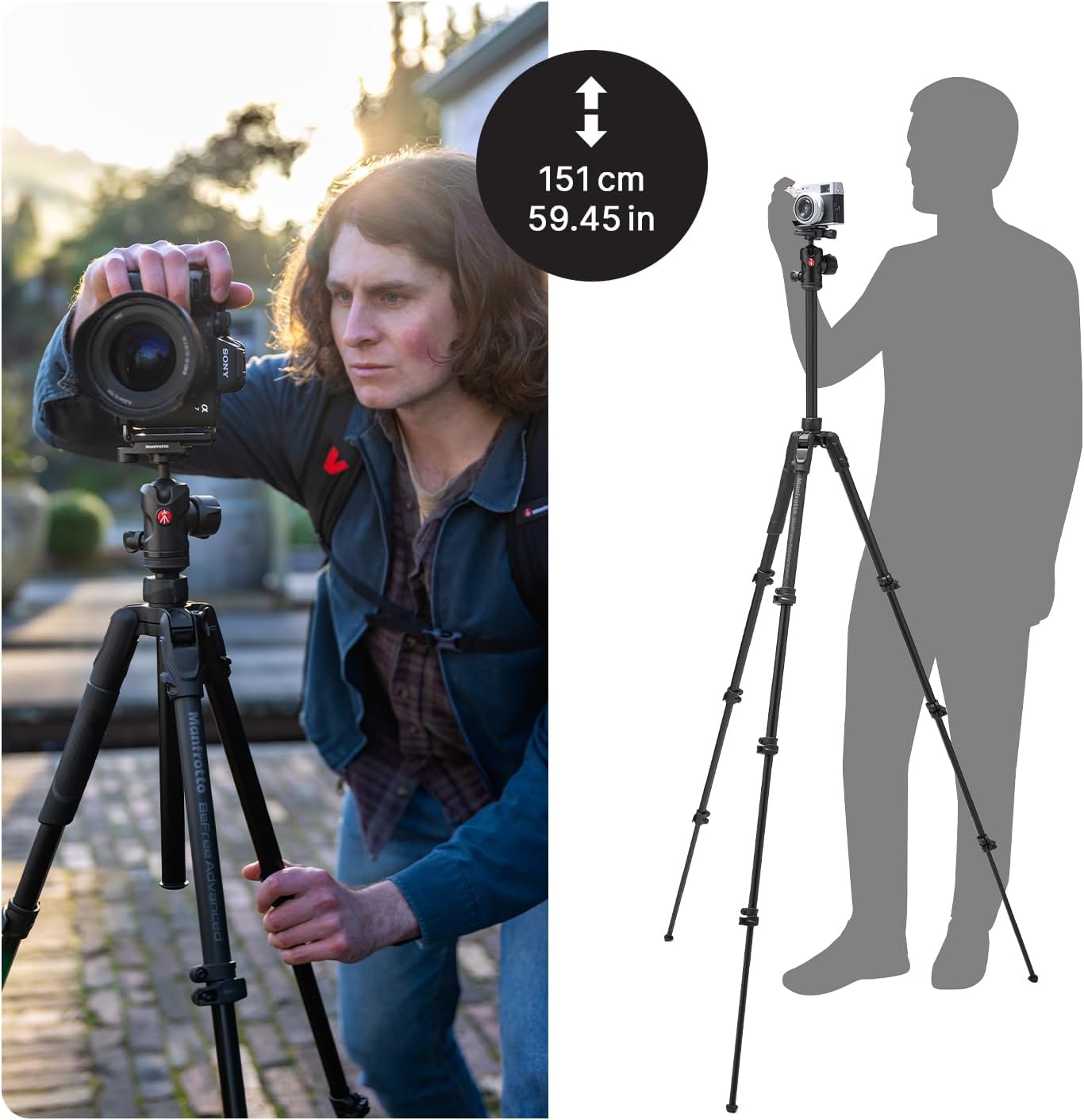 Detalle de Manfrotto Befree Advanced AS : un trépied portable et robuste pour DSLR et sans miroir
