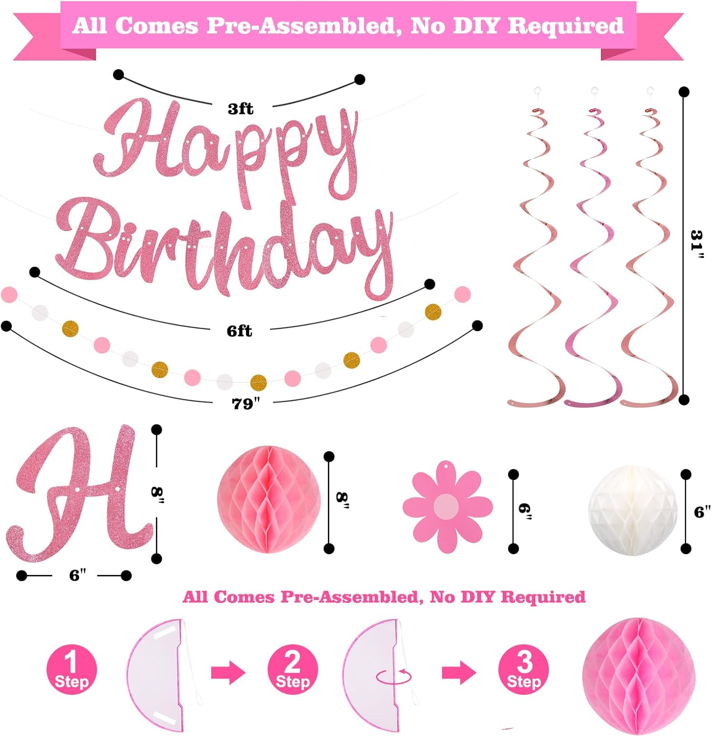 Thumbnail 6 de YEOCU Birthday Decorations pre-strung banner 1 ๐