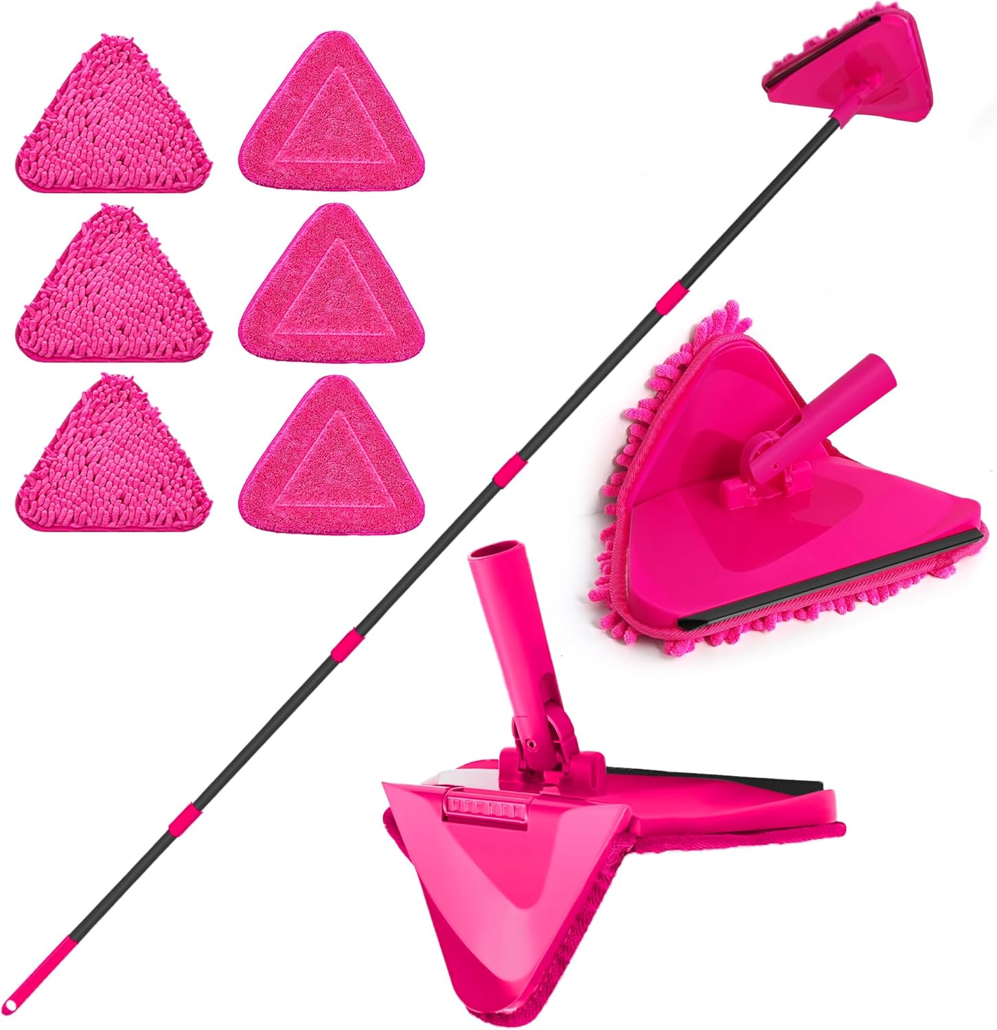 Thumbnail 6 de JEHONN 200CM Wall Cleaning Mop with Long Handle and 6 Microfibre Chenille Pads (Green)