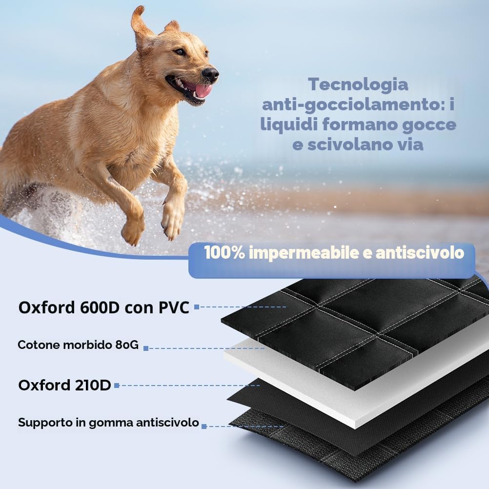 Detalle de KYG Copertura per sedile posteriore per cani 4 in 1 (135 x 147 cm) - impermeabile, antiscivolo e antigraffio