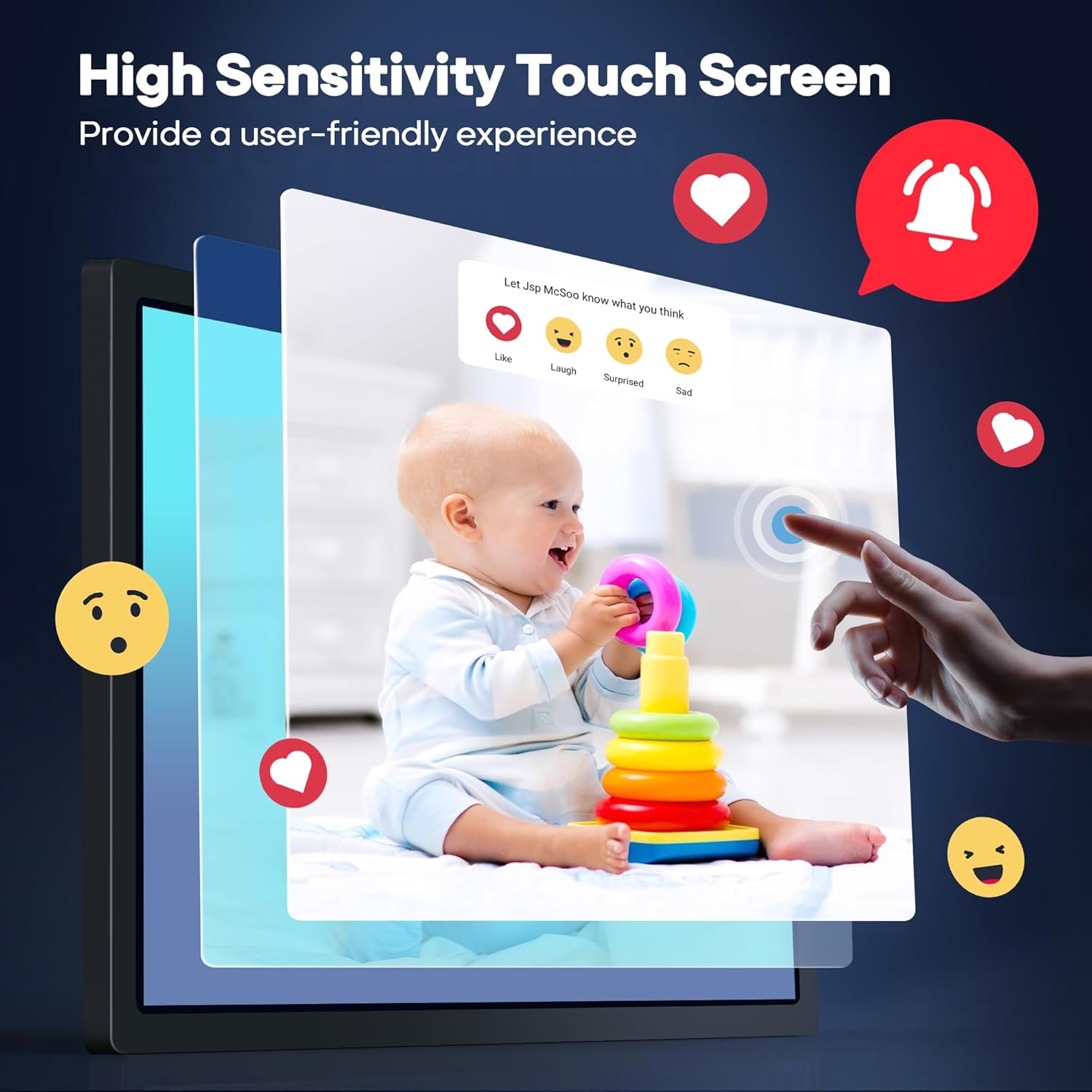 Thumbnail 3 de Frameo 32” Extra Large WiFi Digital Picture Frame with 64GB, FHD IPS Touch Screen (Wall Mounted) — Frameo App Sharing