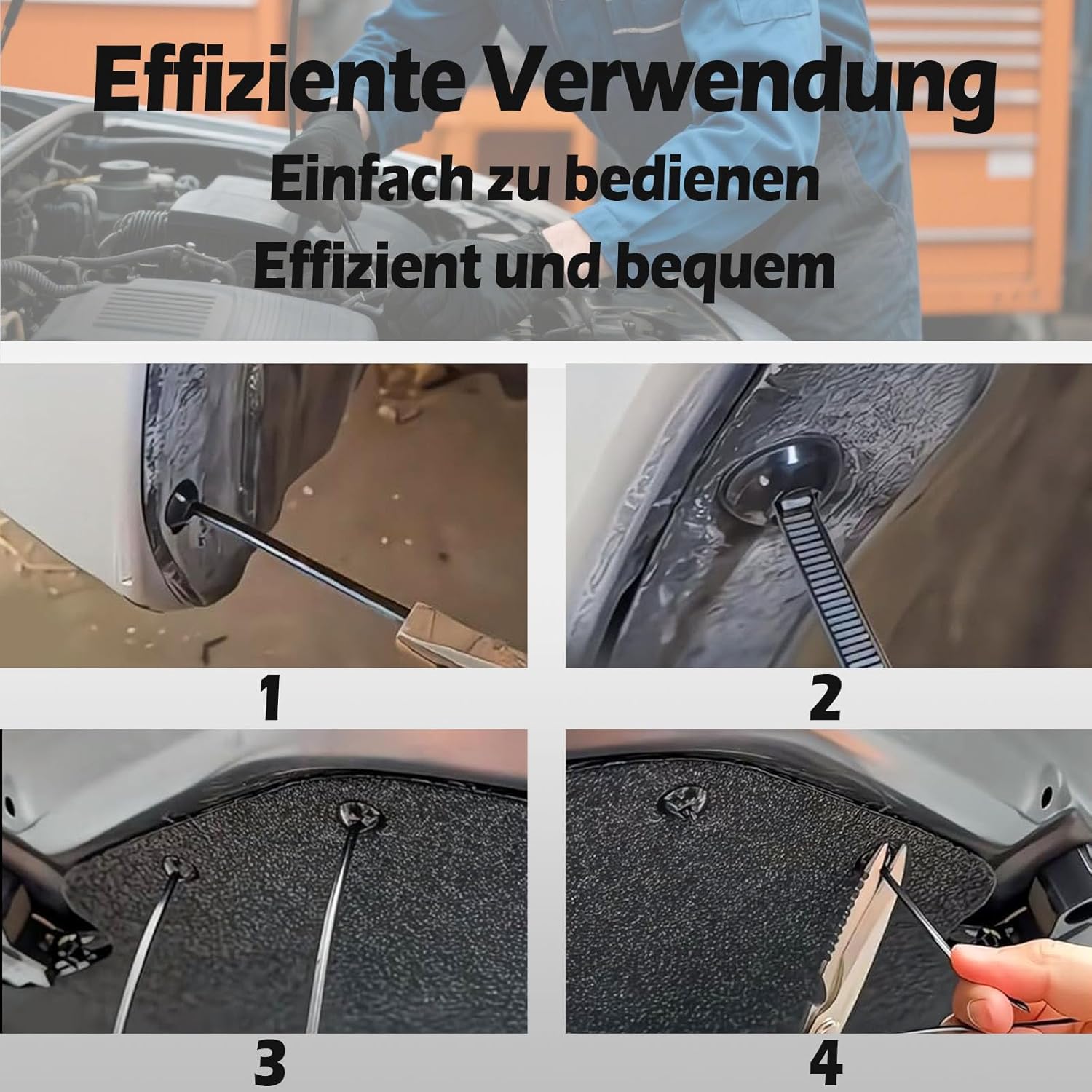 Detalle 2 de Kabelbinder Schwarz – Selbstsichernd, 20/50/100 Stk. | Universell einsetzbar im Auto und Alltag