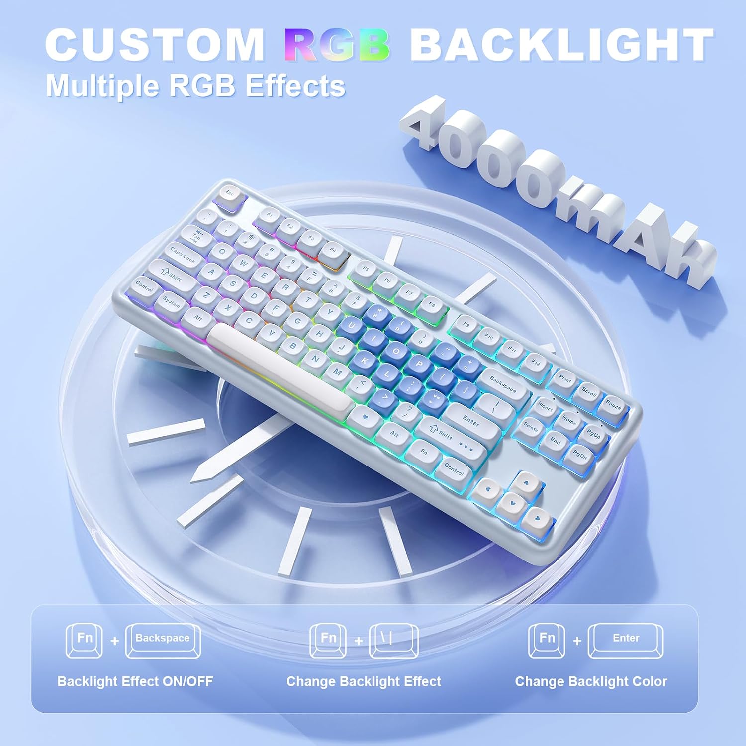Thumbnail 6 de YUNZII B87 drahtlose mechanische Tastatur (QMK/VIA, Gasket, RGB, BT5.0/2.4G/USB‑C) mit Soft-Touch-Wrist Rest