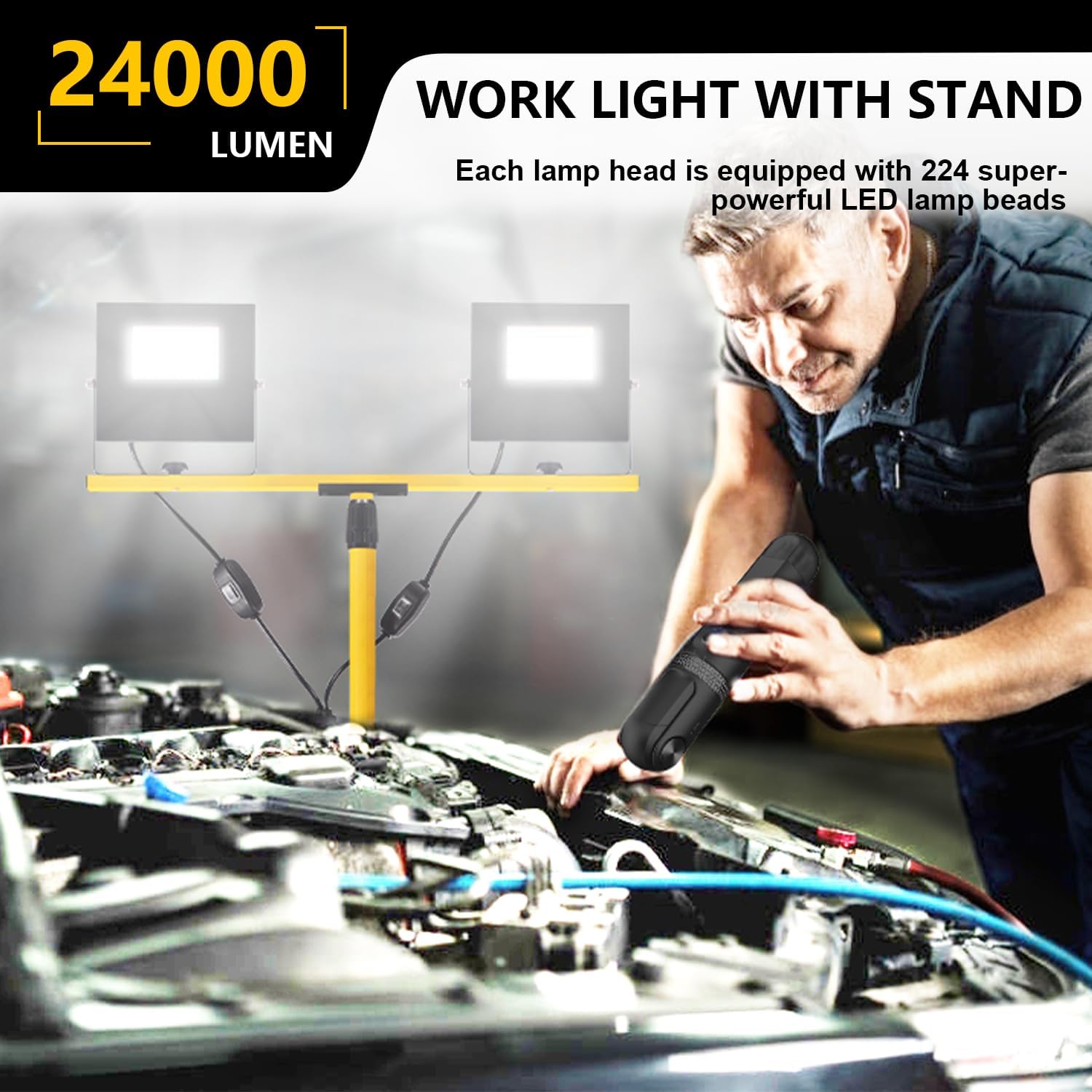 Detalle 2 de TEXTHELL TWD120W-02 LED Work Light, 24,000 Lumens, 2 Heads, IP67