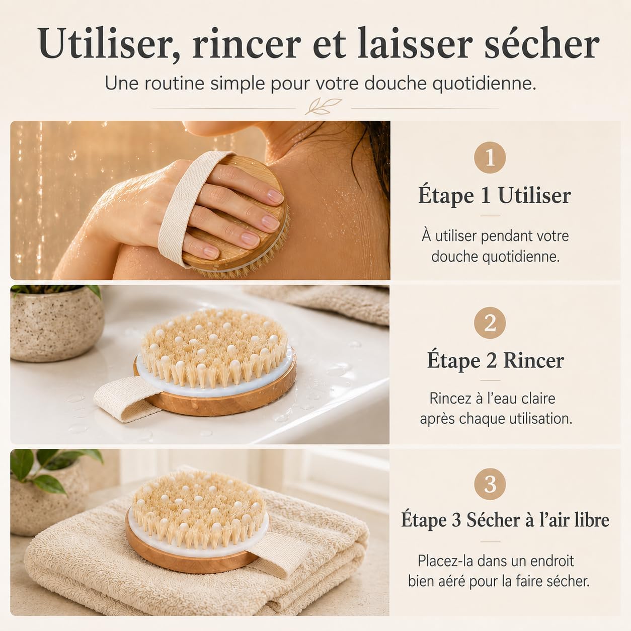 Thumbnail 1 de Uervoton Trockenbürste – natürliche Körperbürste aus Holz für Peeling, Trockenmassage & Lymphdrainage