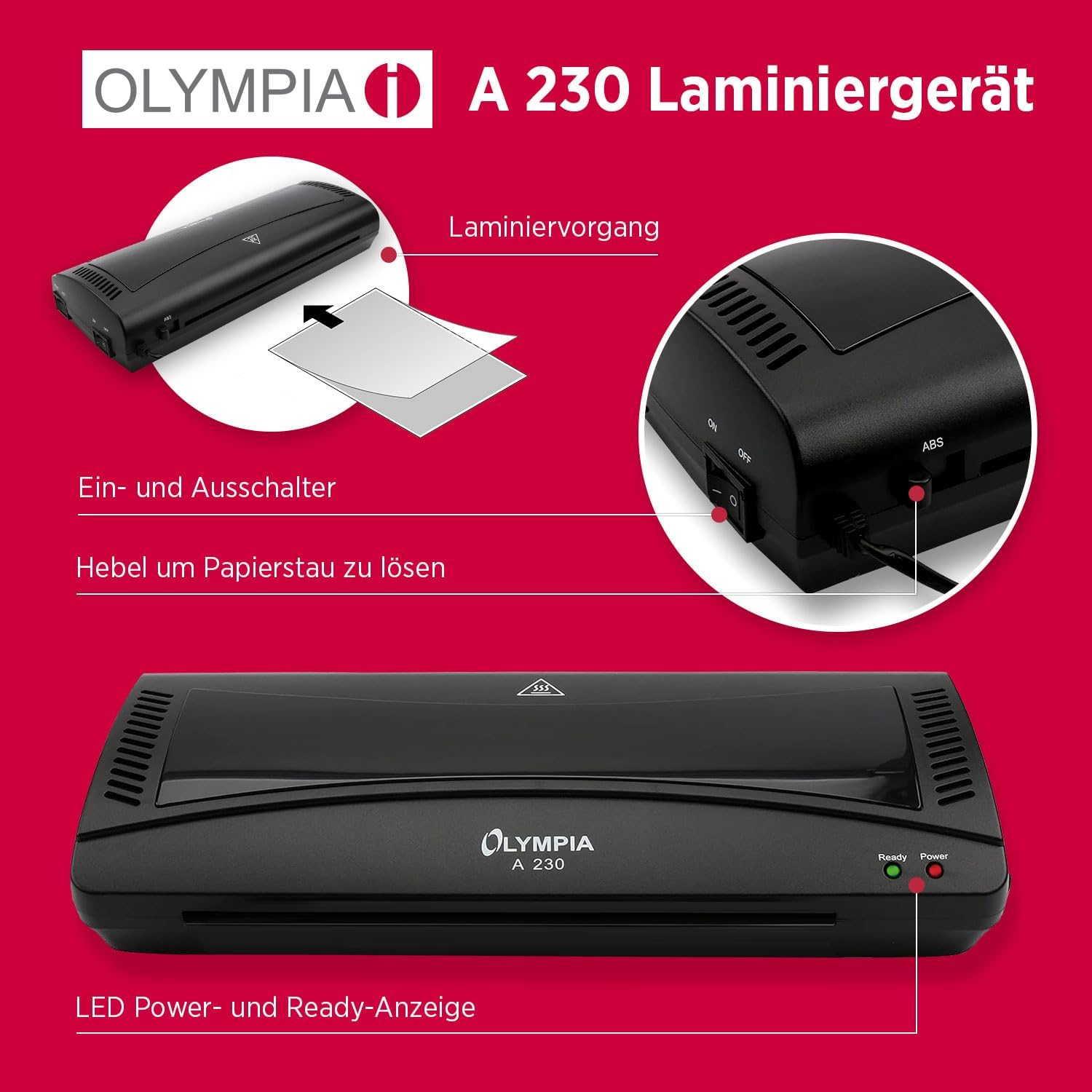 Thumbnail 6 de Olympia A230 4 en 1 : plastifieuse A4 compacte avec arrondisseur et coupe-papier