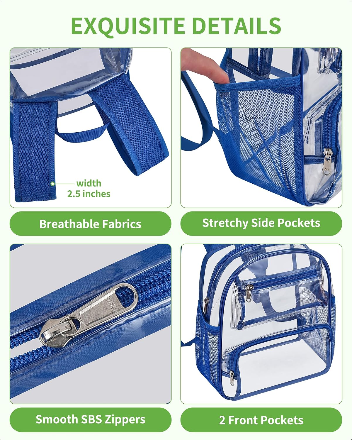 Detalle de MAY TREE Clear Backpack, 12 x 10 x 6 Inches