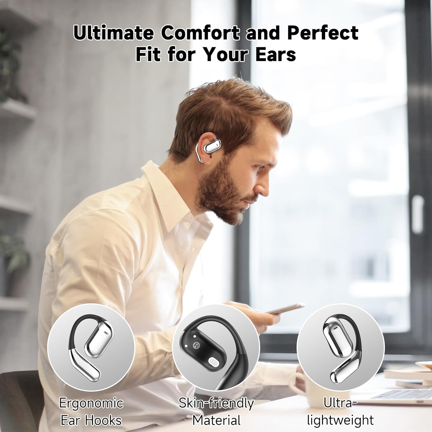 Thumbnail 6 de Paekole Open Ear Bone Conduction Headphones – Wireless Bluetooth Earbuds with Deep Bass