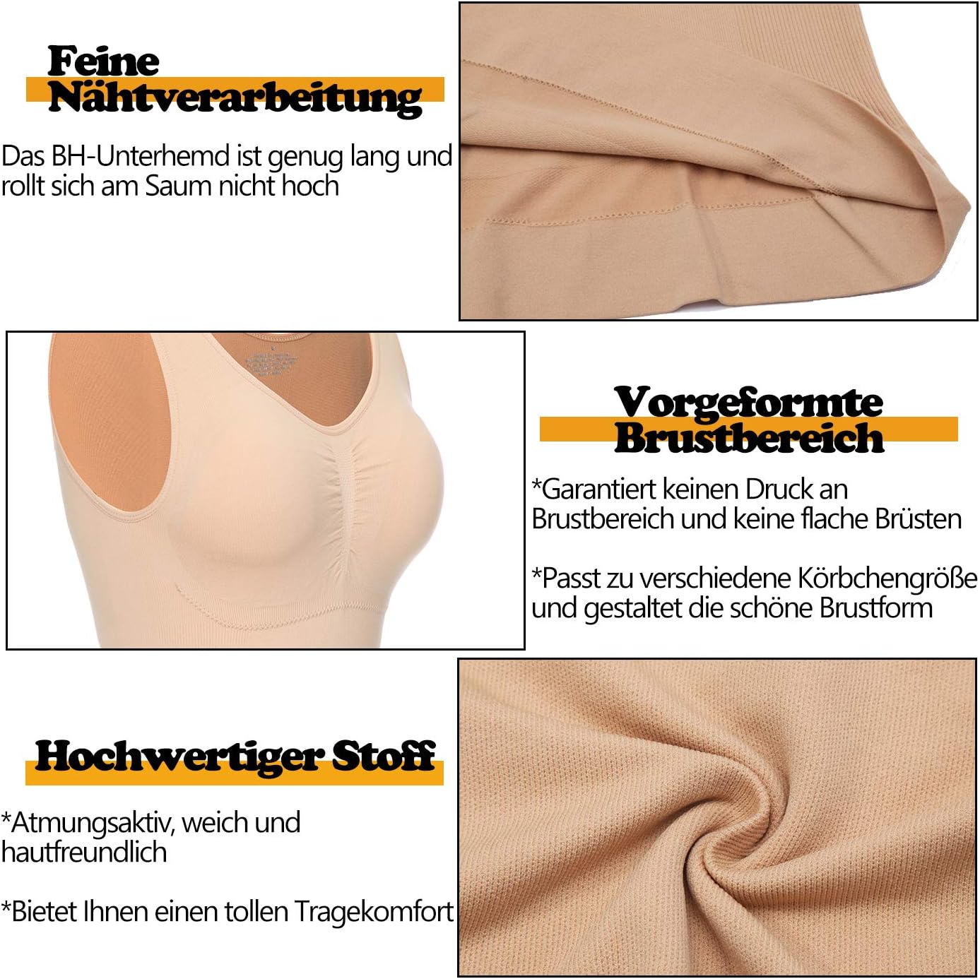 Detalle de SLIMBELLE sömlös shapingtopp med uttagbara kupor, utan bygel