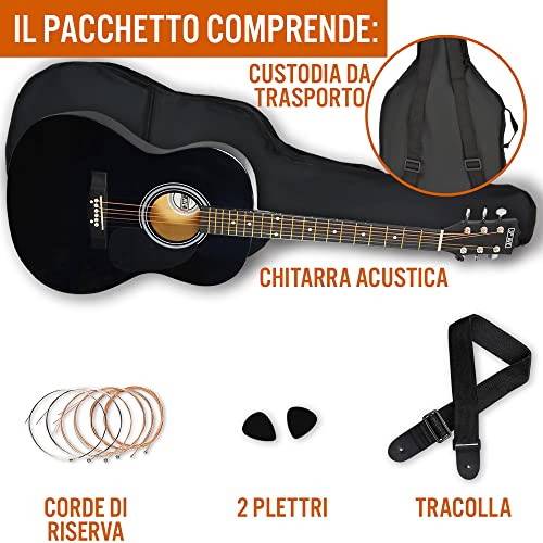 Detalle de 3rd Avenue Chitarra Acustica 4/4 Kit Principianti, Nero — tutto l’essenziale per iniziare