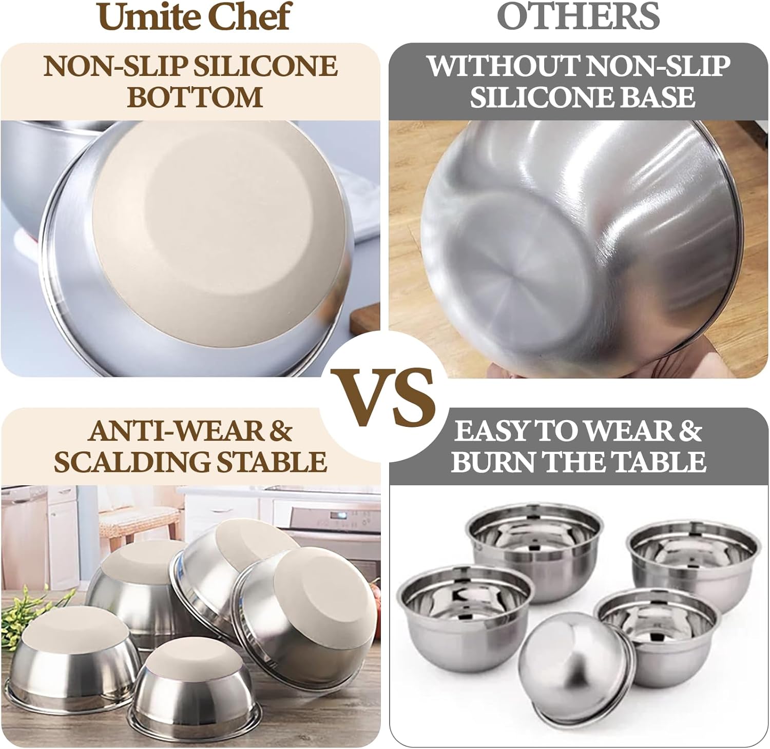 Detalle 2 de Umite Chef Mixing Bowls Set 5QT 🍽