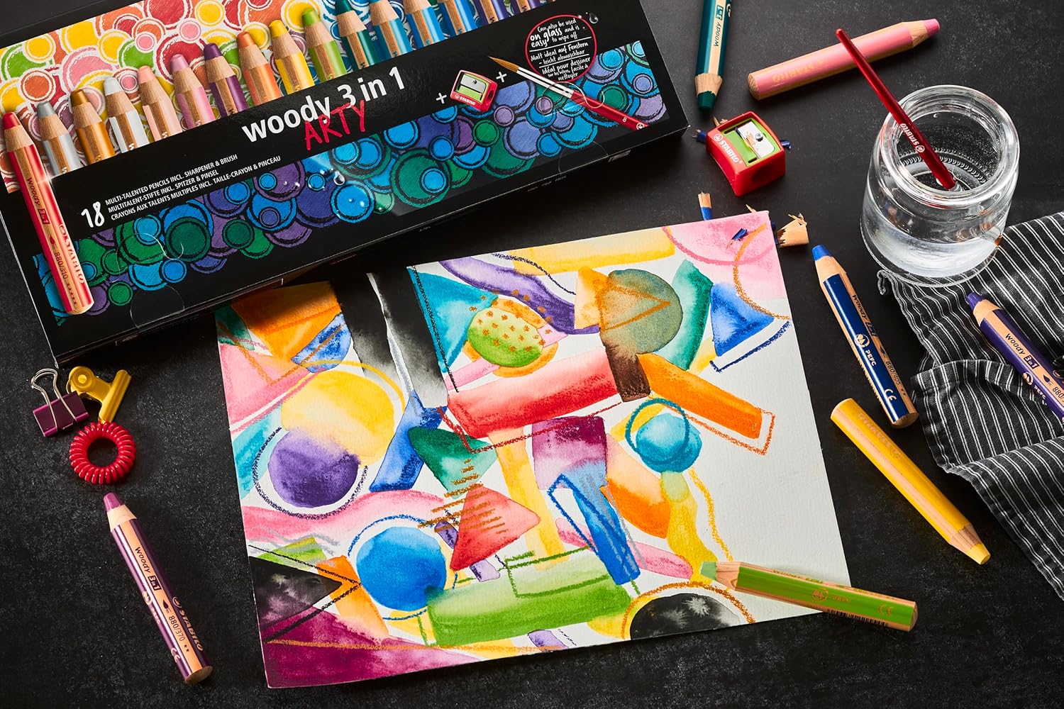 Thumbnail 5 de STABILO woody 3 in 1 ARTY – Buntstifte, Wasserfarbe & Wachsmalkreide im 18er-Set mit Anspitzer und Pinsel