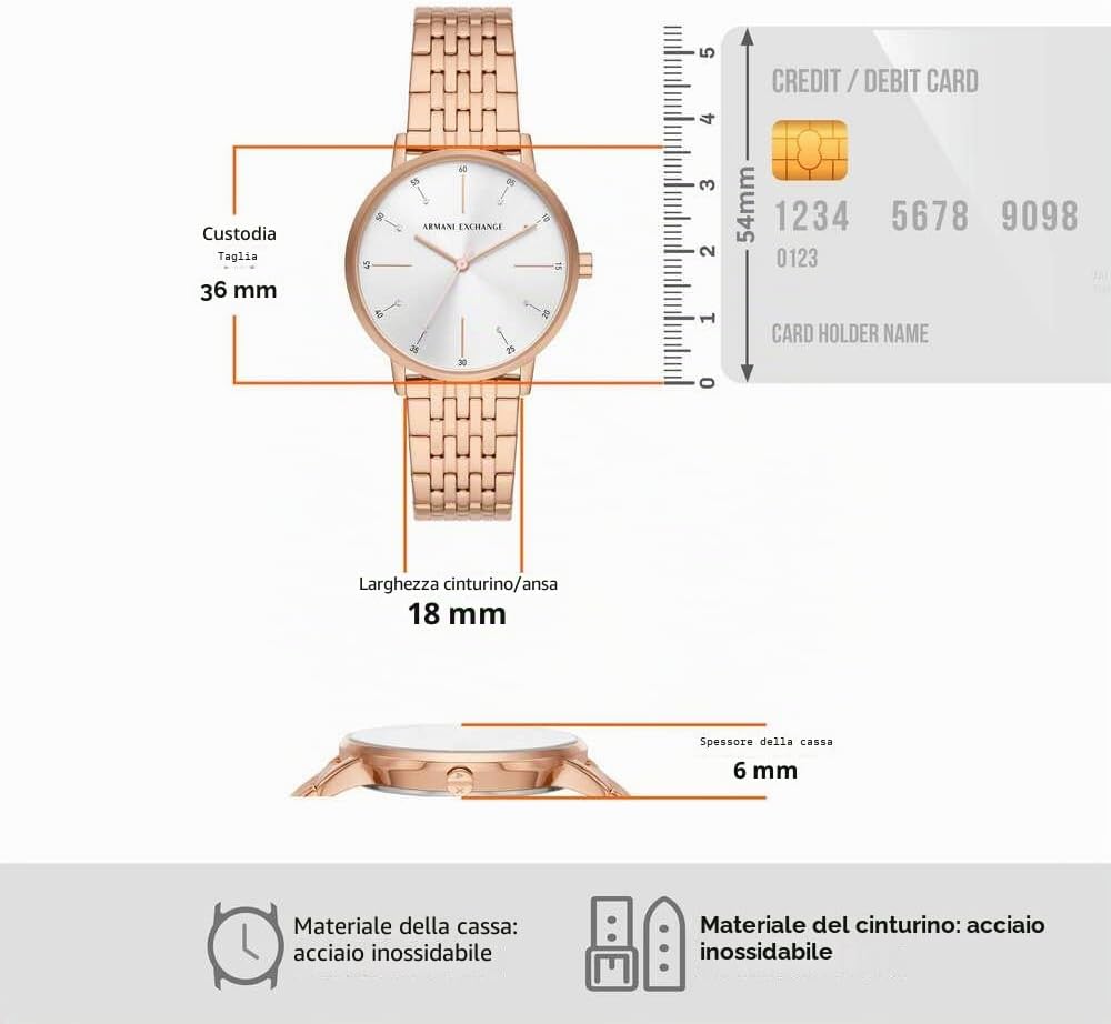 Thumbnail 6 de Armani Exchange Orologio da donna con cassa 36 mm e cinturino in acciaio, movimento quarzo a tre lancette