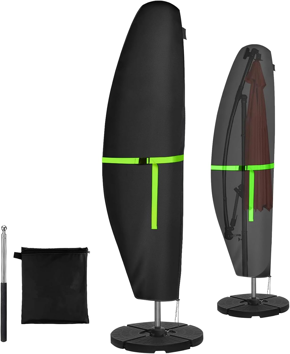 Detalle de GEMITTO Cantilever Parasol Cover (280cm) – Weatherproof 420D Oxford, UV & Windproof with Zipper