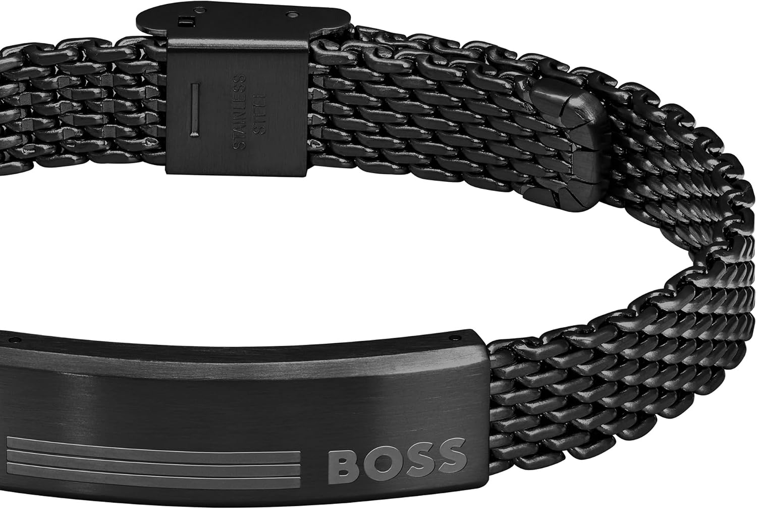 Detalle 2 de BOSS Alen Ionic Plated 1580612 schakelarmband voor heren, zwart met schuifsluiting