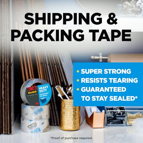 Detalle 2 de Scotch Heavy Duty Shipping Packing Tape: 6 Rolls of Clear, Industrial-Strength Sealing
