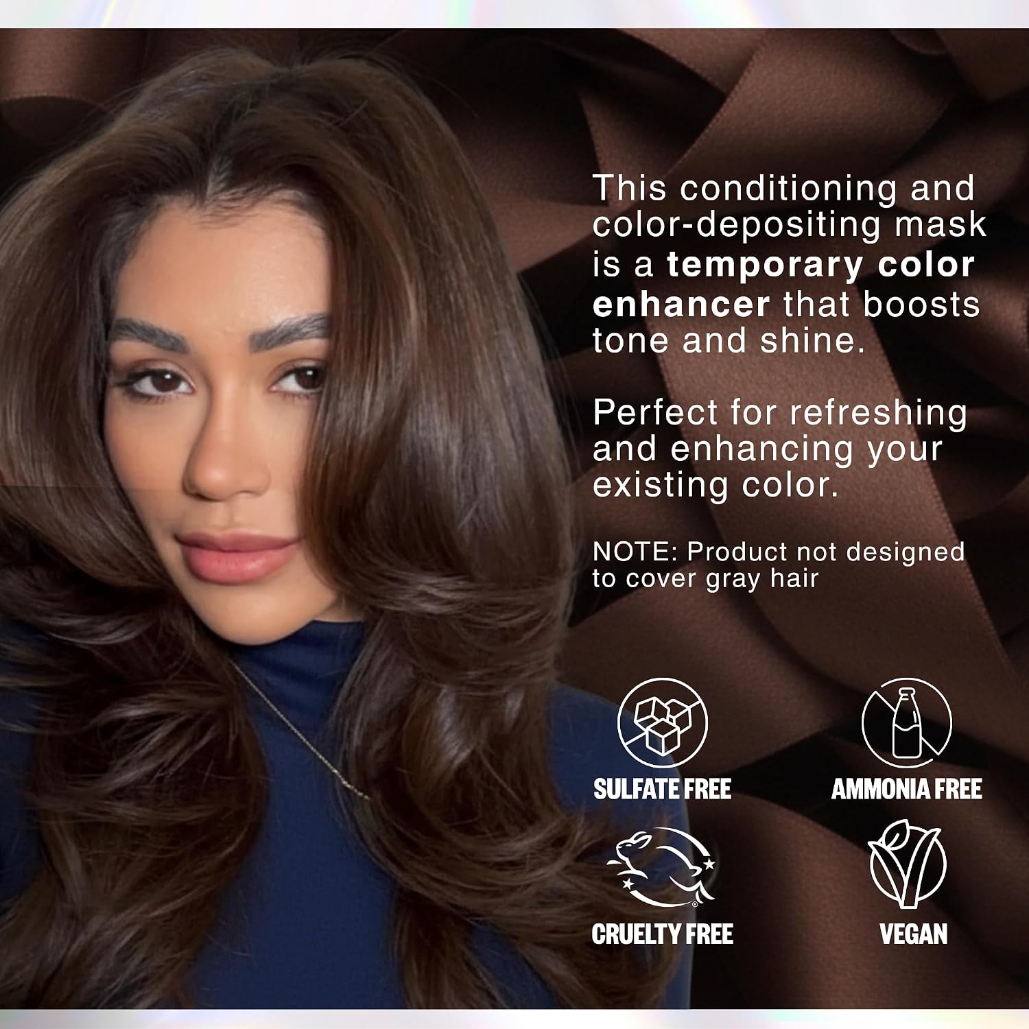 Detalle 1 de IGK Brown Bella Color Depositing Hair Mask (Chocolate Brown) — Semi-Permanent Color Conditioner + Gloss Toner, 6 oz