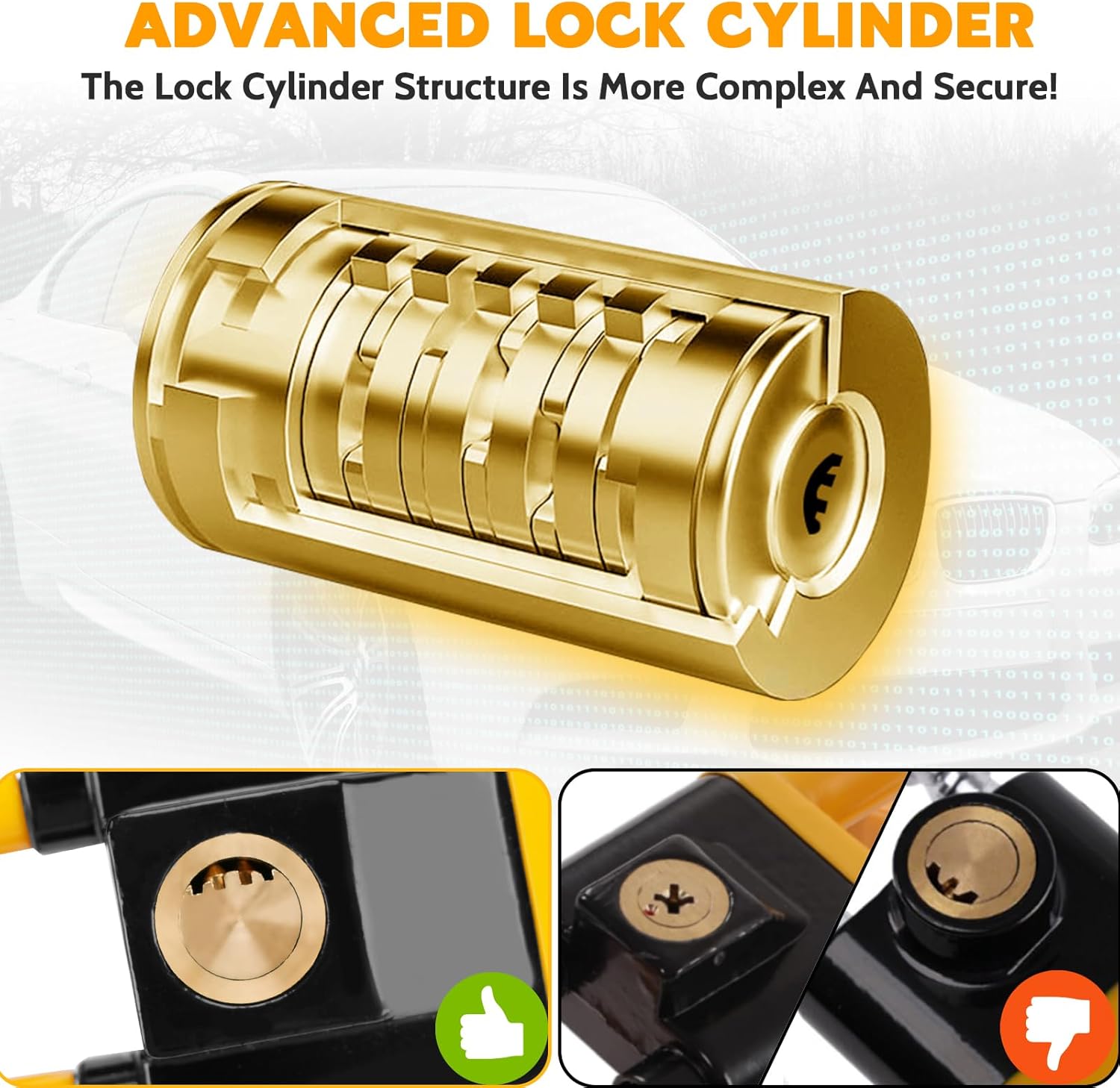 Detalle de Tevlaphee Steering Wheel Lock 3 keys ๐