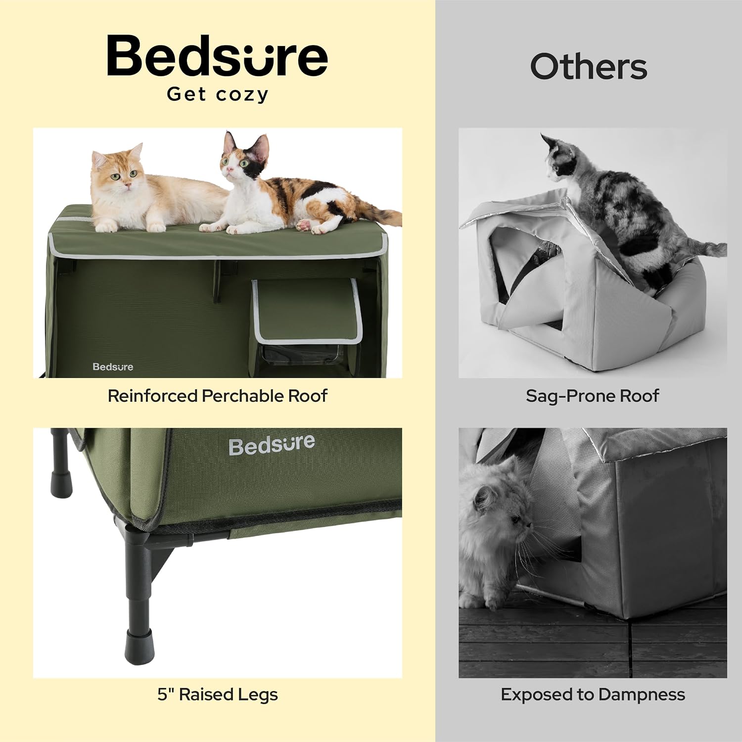 Thumbnail 6 de Bedsure Comfy Pet ReflexHeat™ Heated Outdoor Cat House, 50W Pad, Escape Door