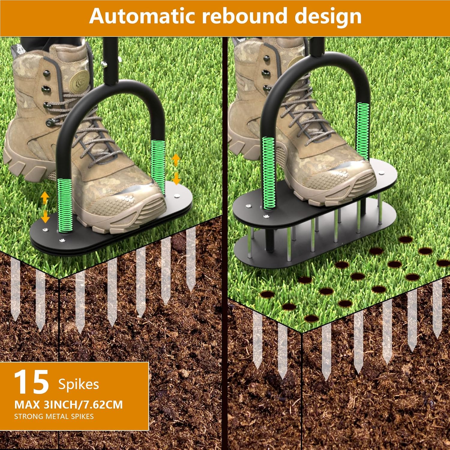 Detalle 2 de seasky Lawn Aerator with 15 Spikes 2.8in