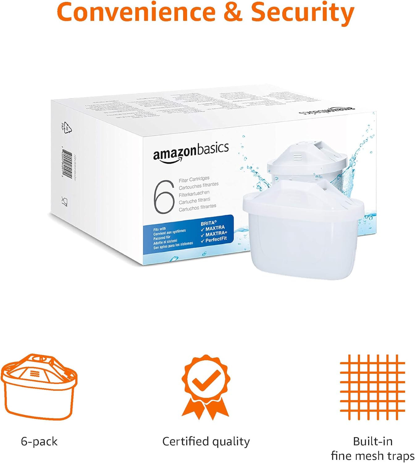 Detalle de Amazon Basics Filter Cartridges for BRITA Jugs and Amazon Basics Jugs – 6-Pack (Pack of 1)