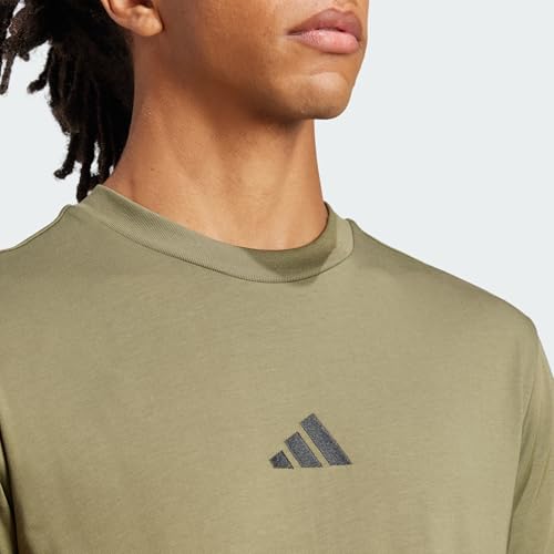 Detalle de adidas Hombre Essentials Small Logo Single Jersey Shirt – Olive Strata/Black, talla L