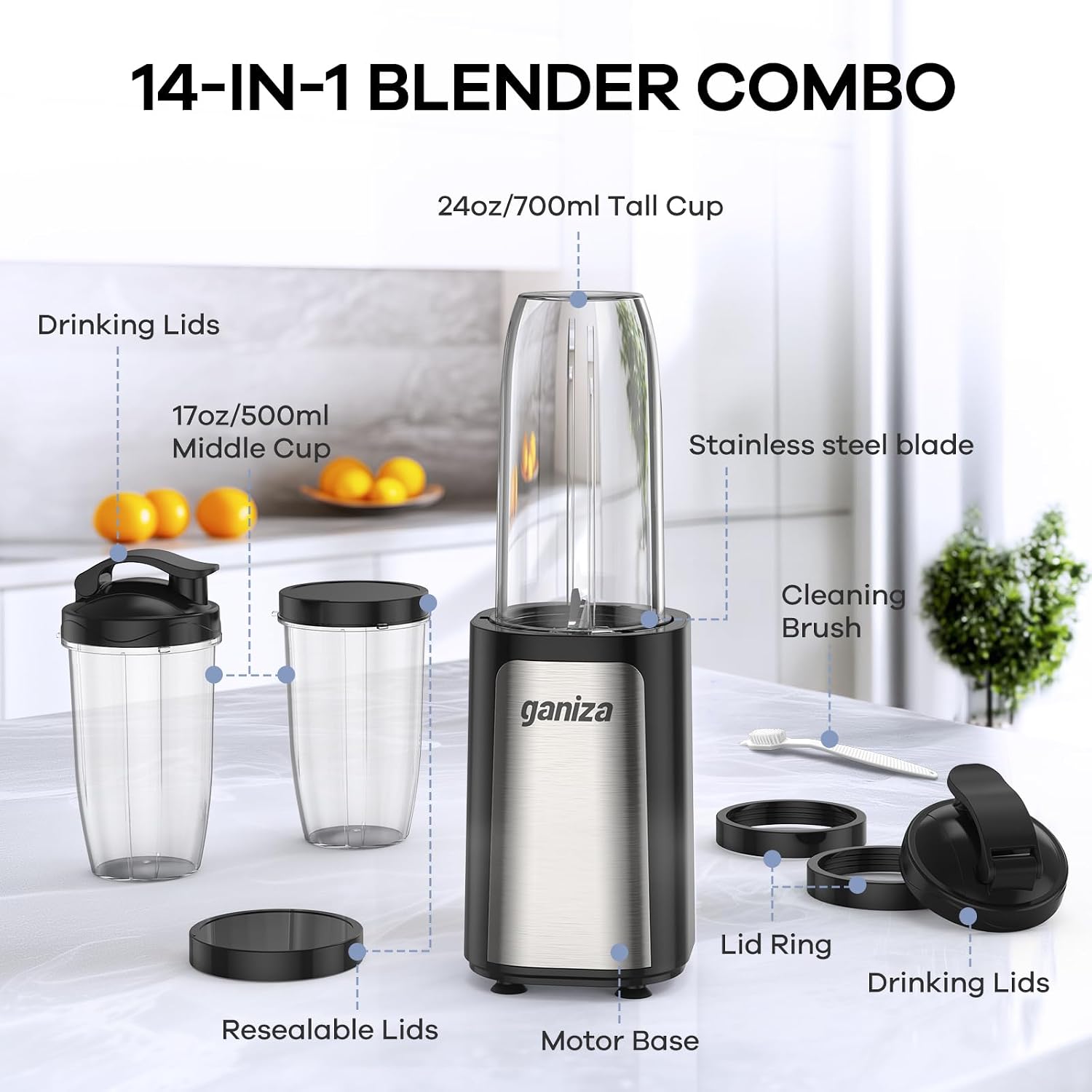 Thumbnail 6 de Ganiza GB1 900 W Mini Smoothie Maker 🧃
