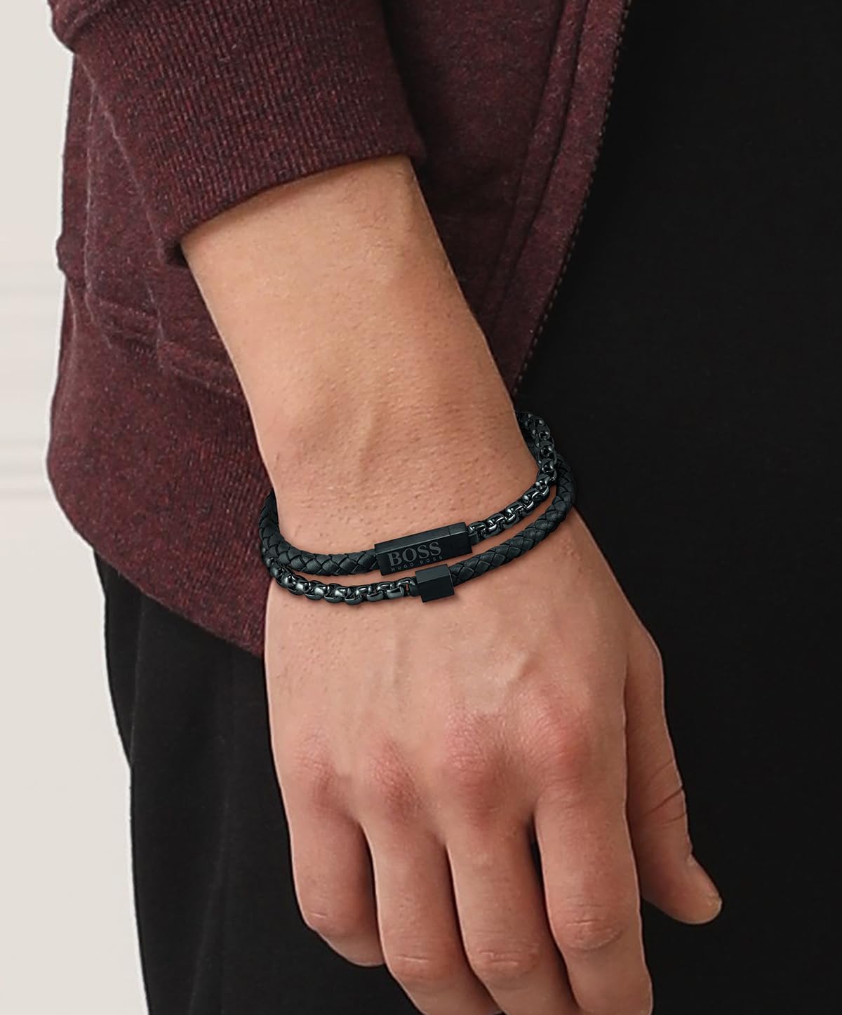 Thumbnail 2 de BOSS Jewelry Armband BLENDED – Edelstahl und Leder, Magnetverschluss, 19 cm
