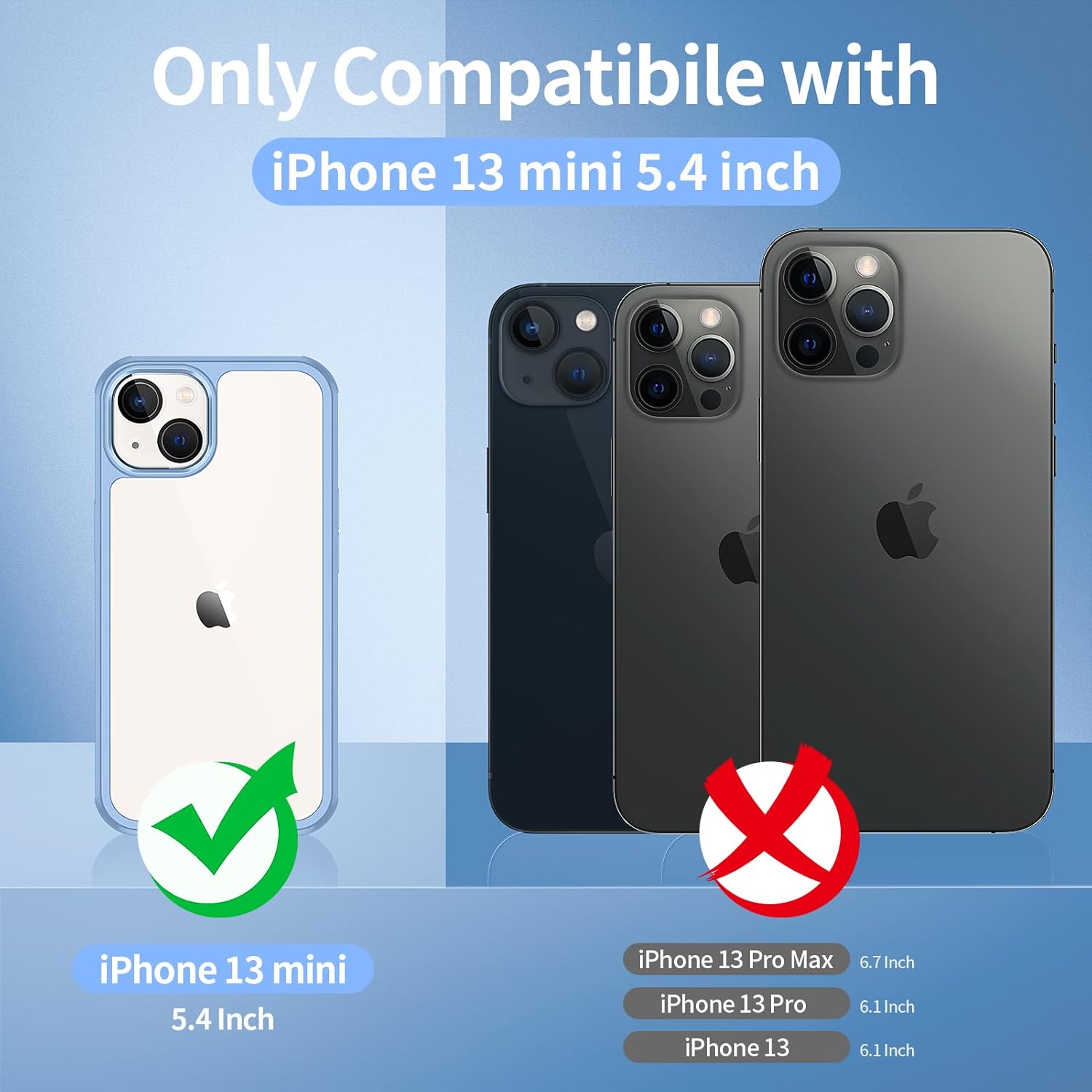 Thumbnail 1 de Seacosmo Coque de protection complète pour iPhone 13 Mini – Bleu, antichoc avec verre trempé et Protection écran + Caméra (9H)