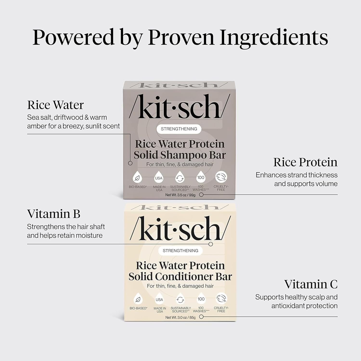 Thumbnail 4 de Kitsch Rice Water Shampoo & Conditioner Set – Solid Bar Duo for Hair Growth, Strength & Repair