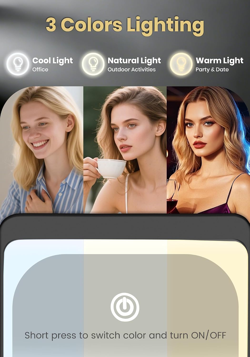 Detalle de SisKokoro 30X Rechargeable Lighted Makeup Mirror, Black