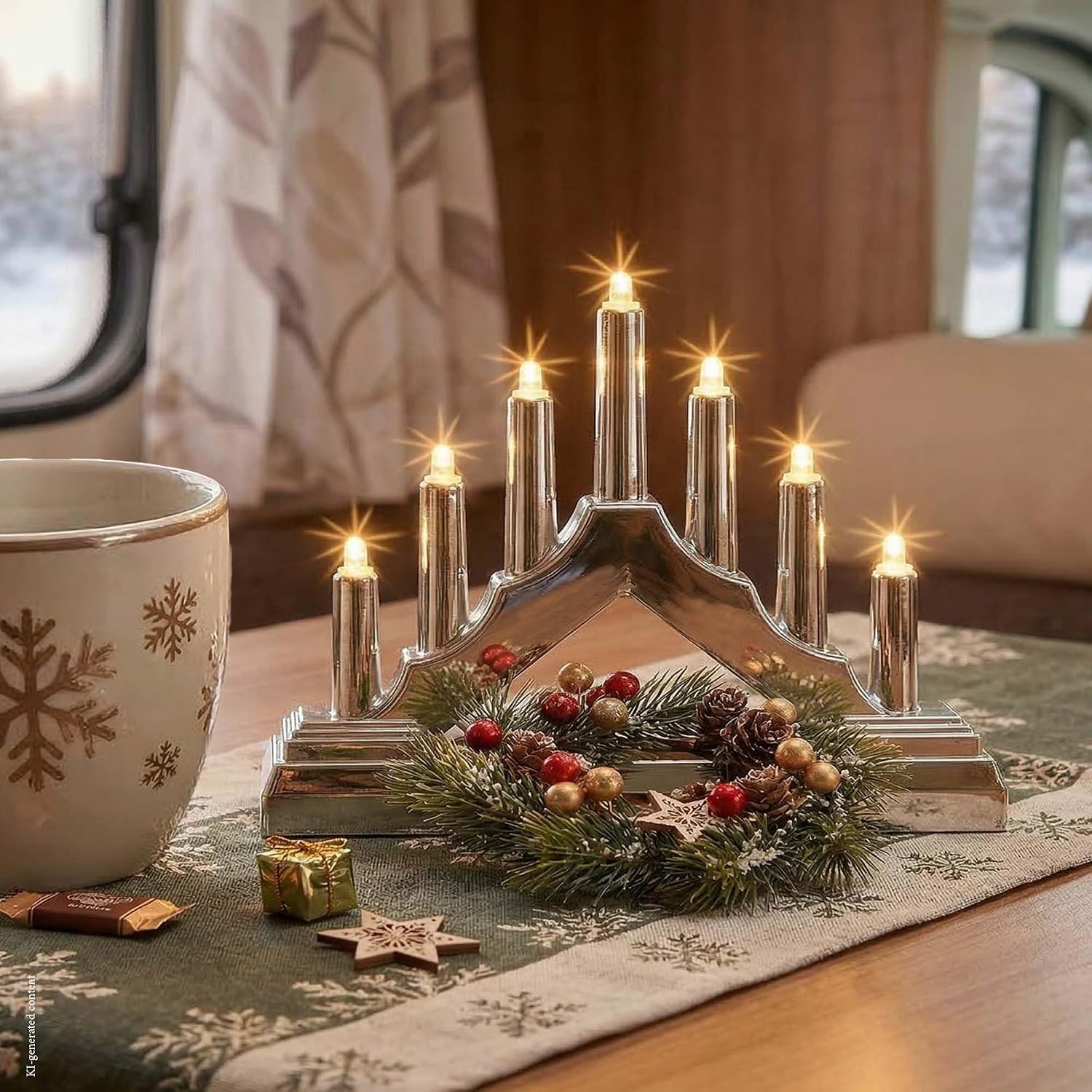 Thumbnail 6 de Hellum 520934: Candelabro LED argentato per interni con 7 luci calde