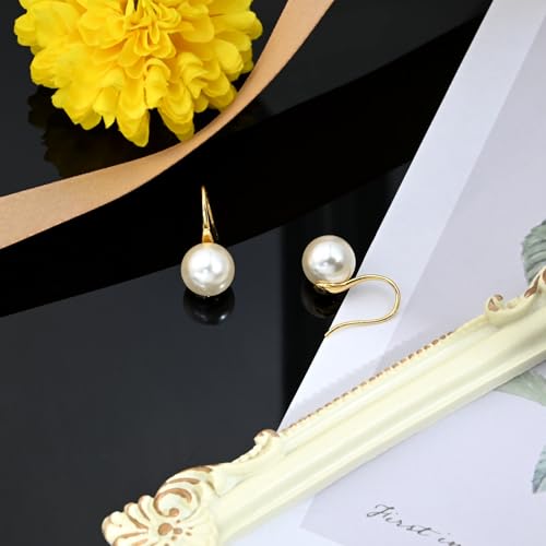 Detalle de Weviway 14K Gold Plated Pearl Drop Earrings for Women