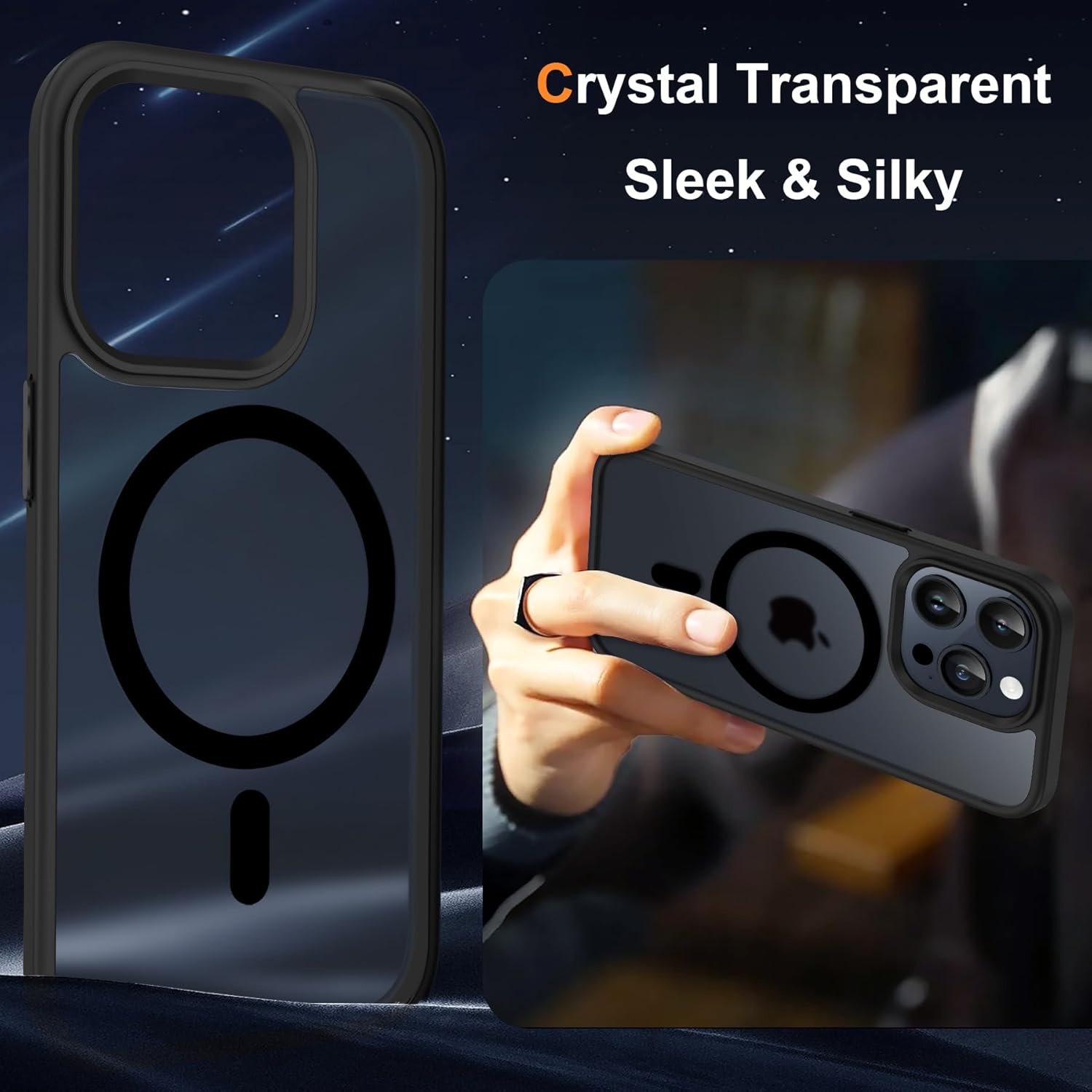 Detalle 2 de ORETECH Funda Magnética iPhone 15 Pro 🖤 Incluye Protectores