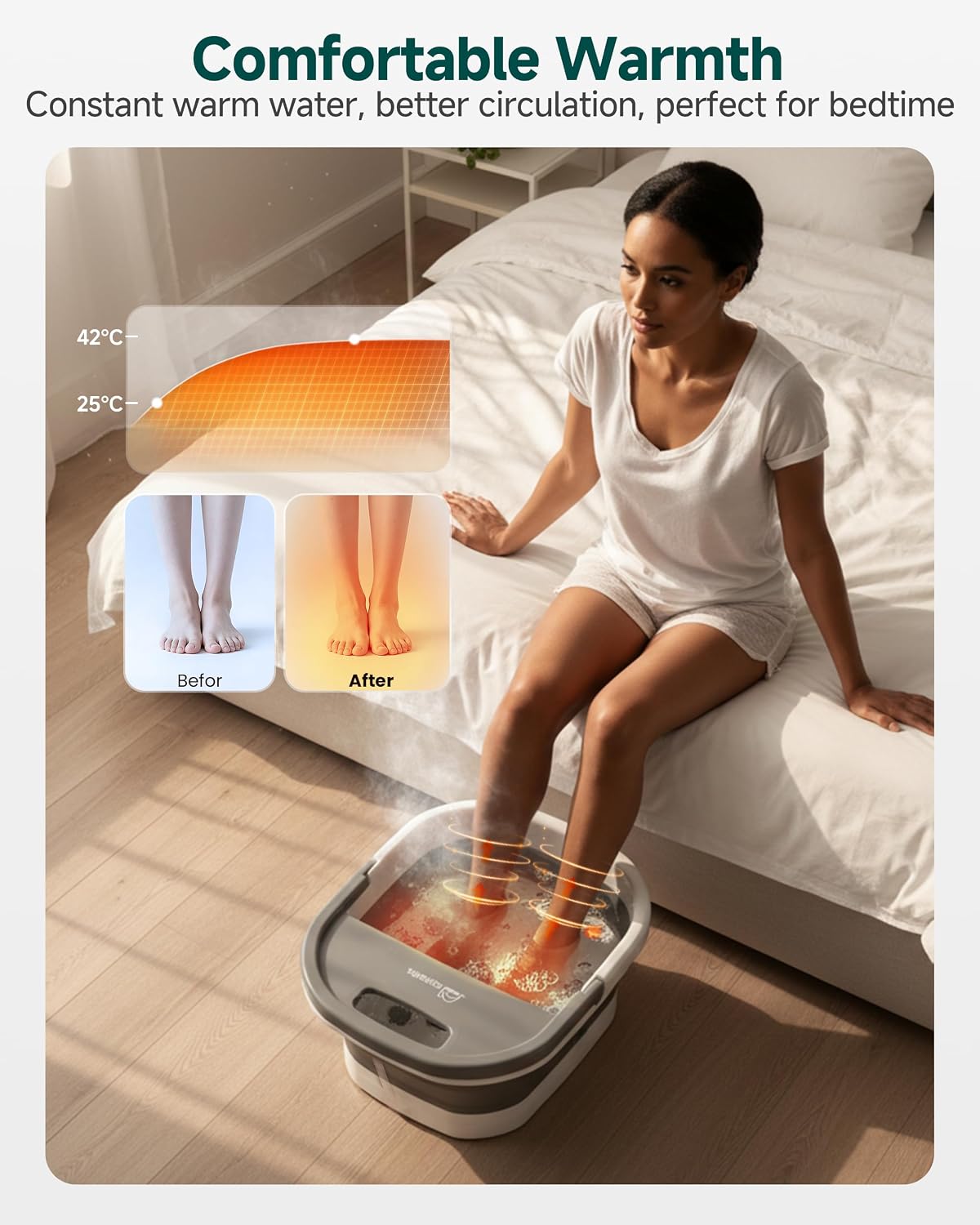 Thumbnail 2 de Snailax Foot Spa and Massager with Heater: Collapsible, Warmth, and Deep Massage for Rechargeable Feet