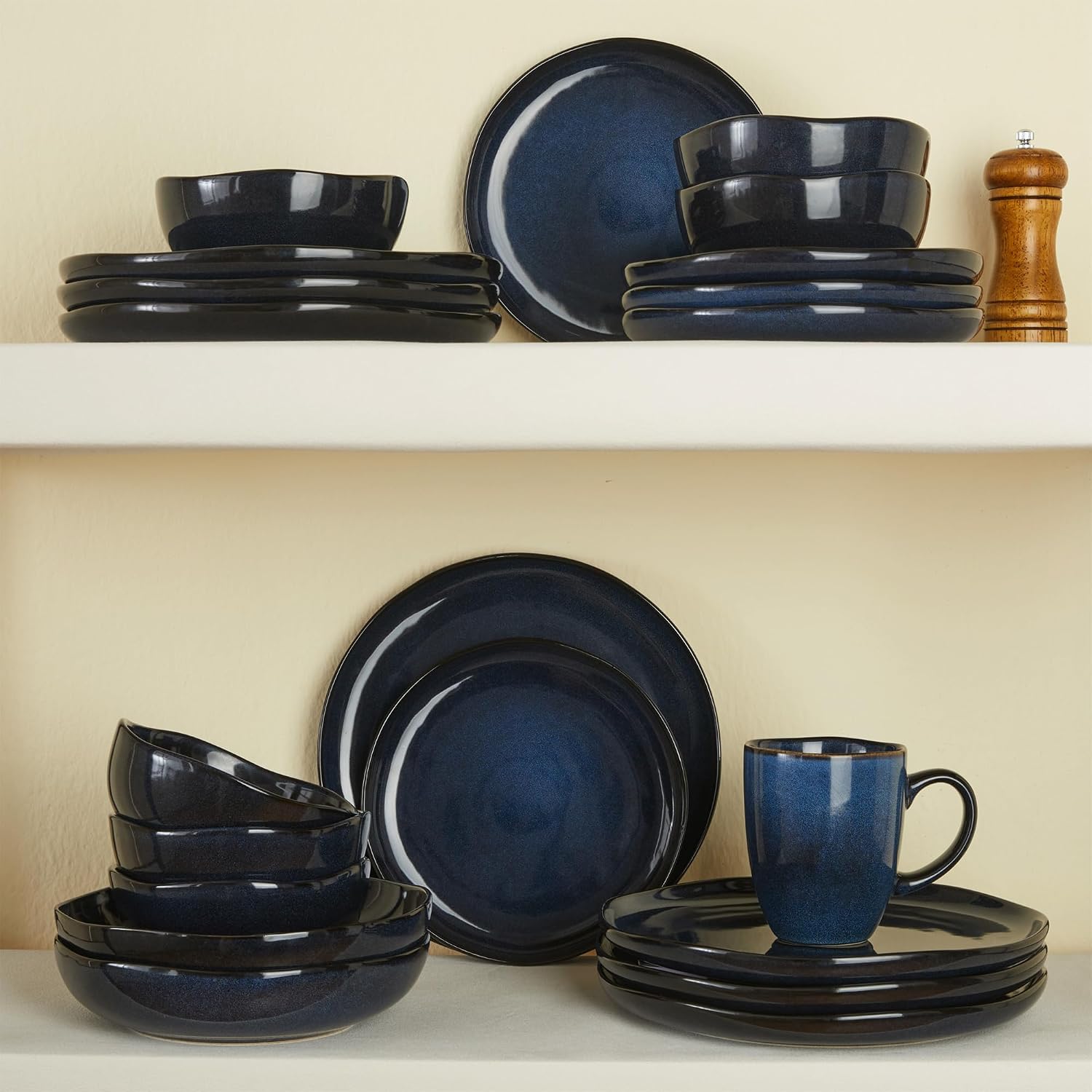 Thumbnail 6 de Pokini 32-Piece Starry Blue Dinnerware Set with Pasta Bowls for Eight