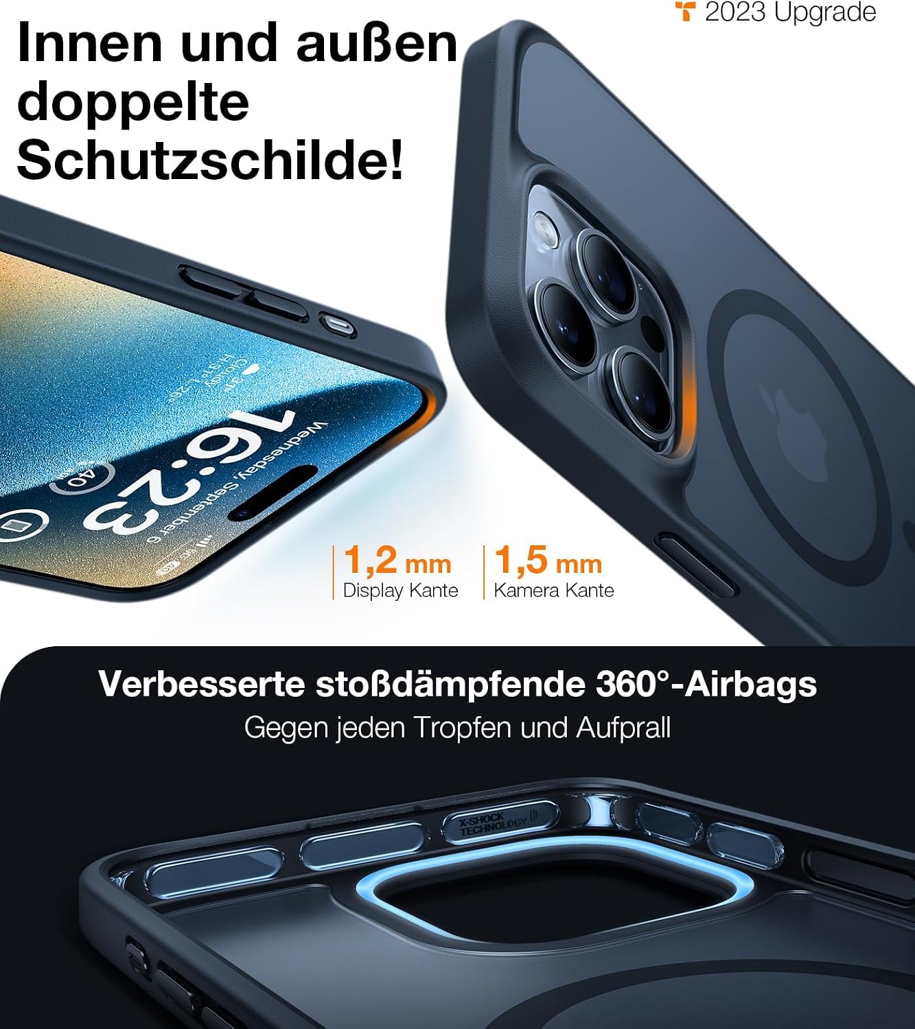 Detalle 2 de TORRAS Guardian-Mag Hülle für iPhone 15 Pro Max – MagSafe, Militärschutz & 360° Stoßschutz